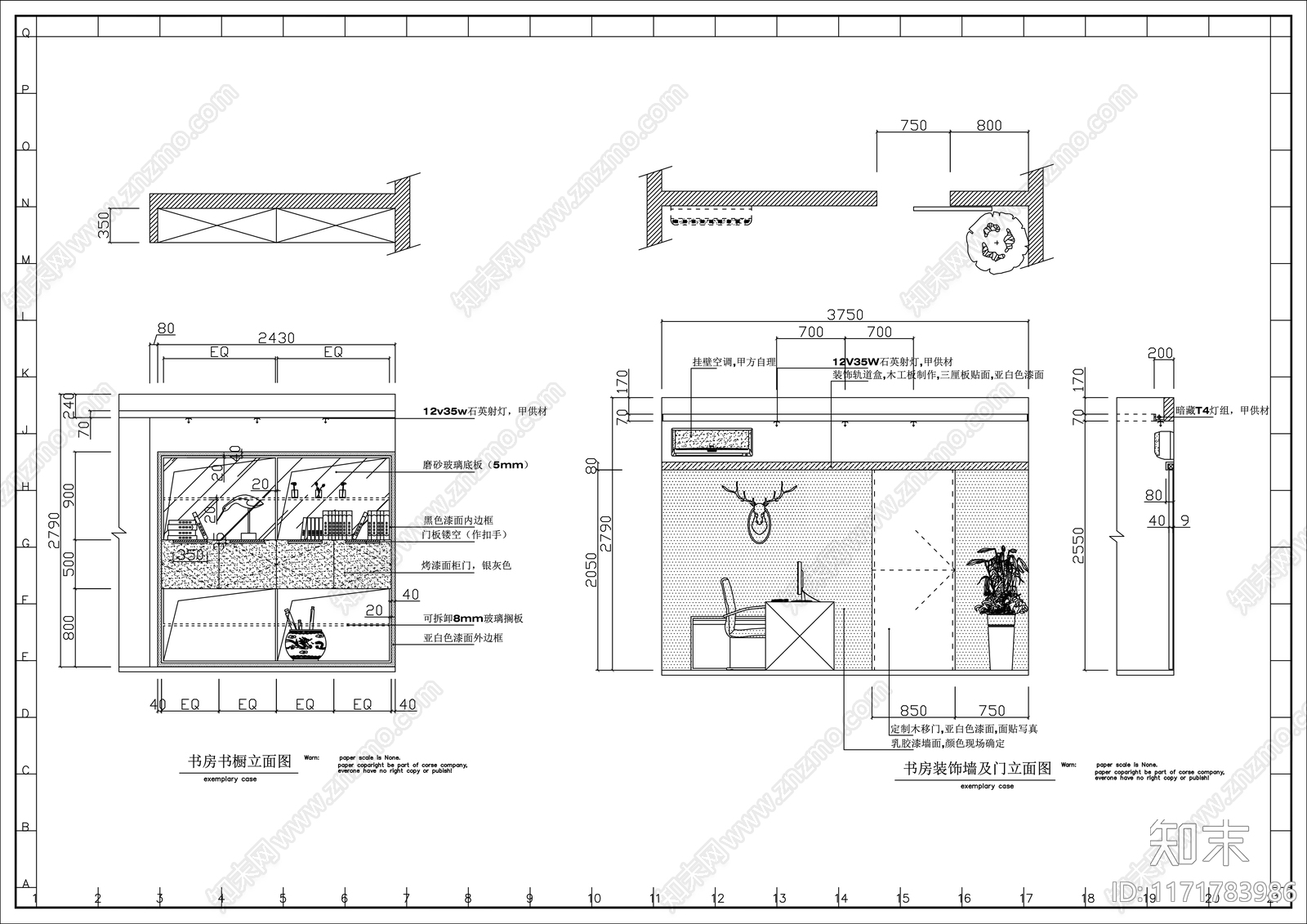 新中式卧室cad施工图下载【ID:1171783986】