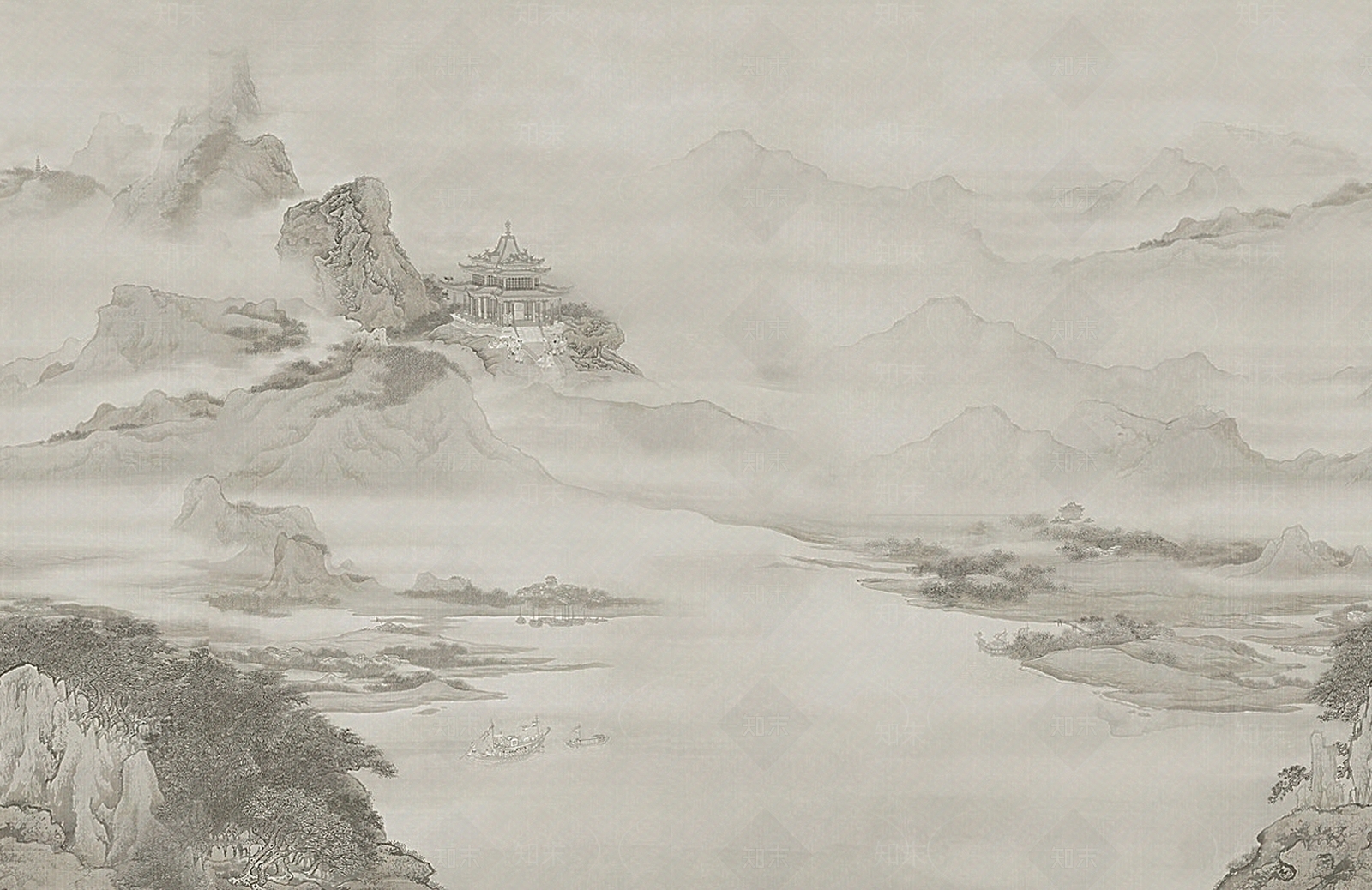 现代新中式壁纸贴图下载【ID:1171784619】