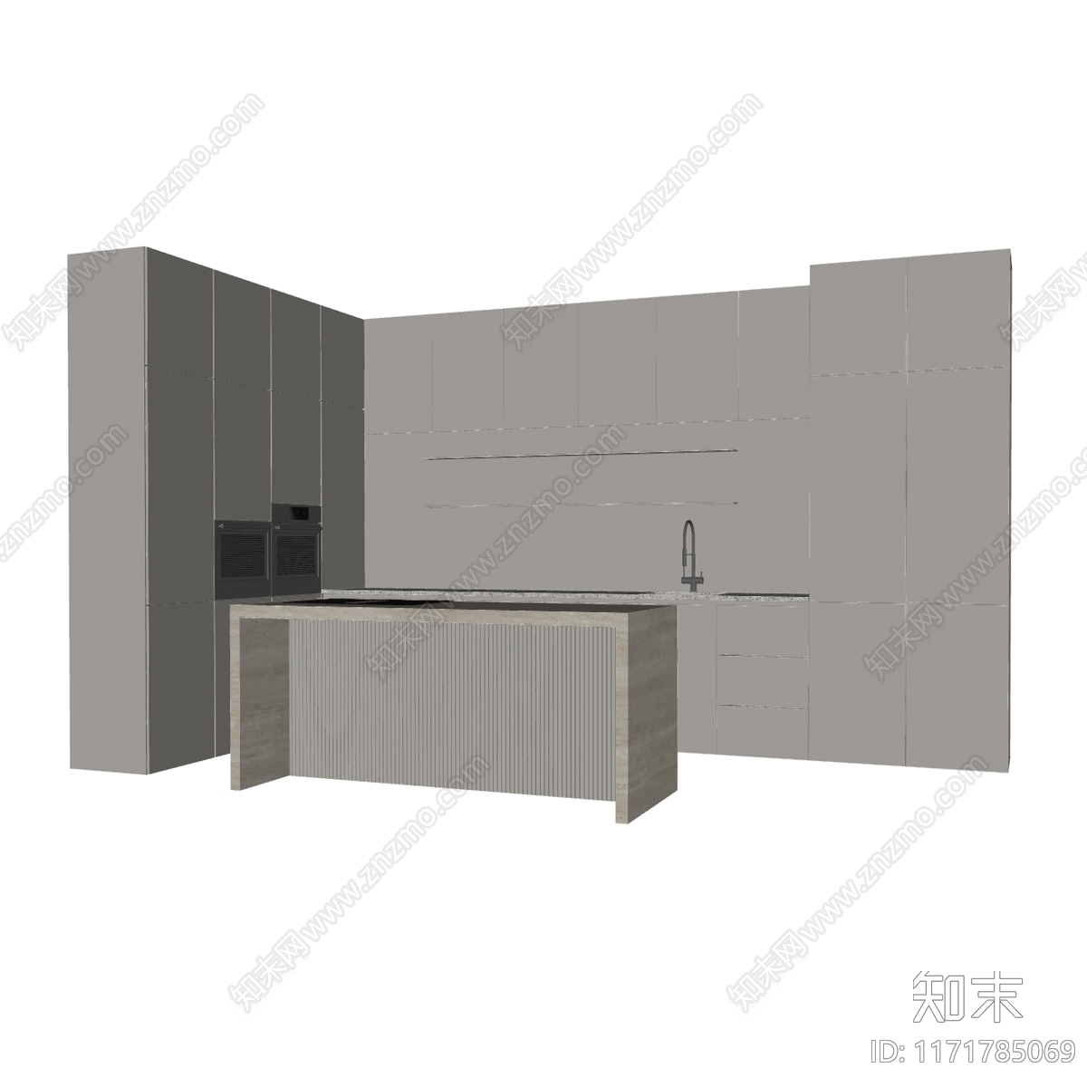 现代开放式厨房SU模型下载【ID:1171785069】