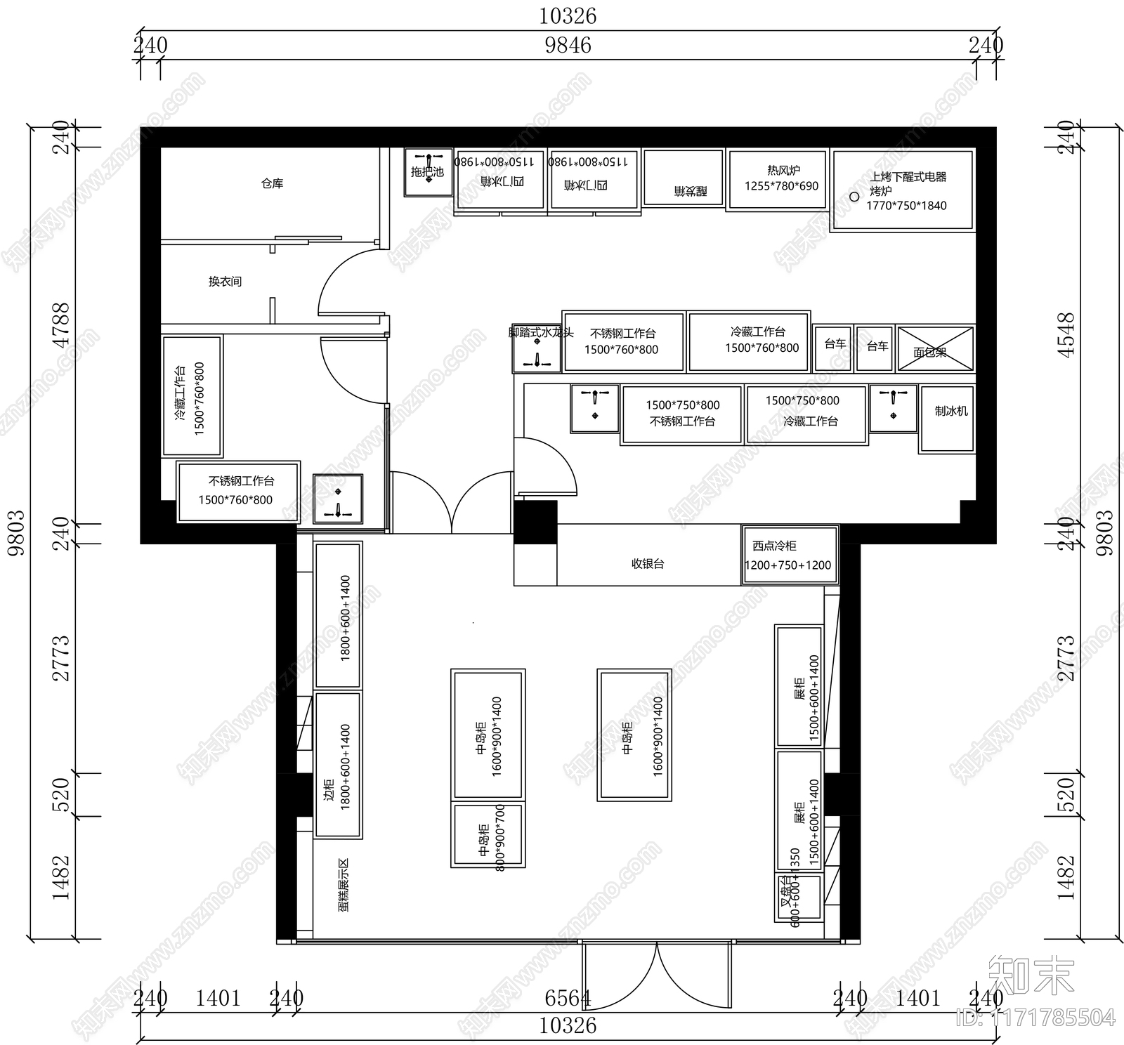 蛋糕店施工图下载【ID:1171785504】