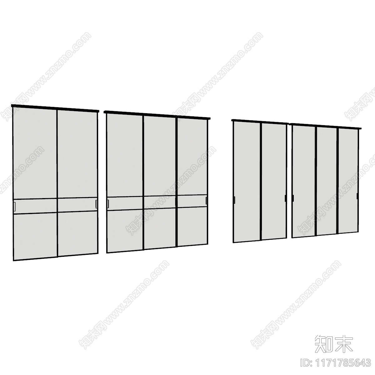 现代推拉门SU模型下载【ID:1171785643】