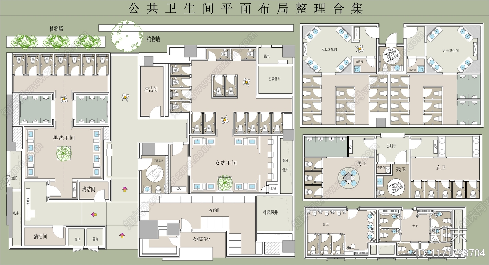 现代公共卫生间cad施工图下载【ID:1171793704】