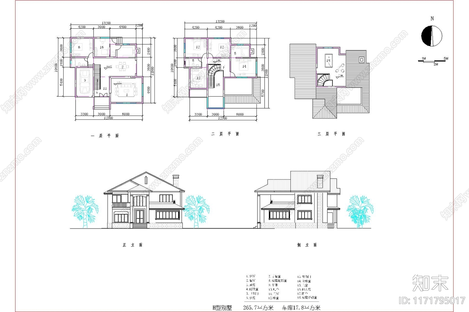 法式欧式别墅建筑cad施工图下载【ID:1171795017】