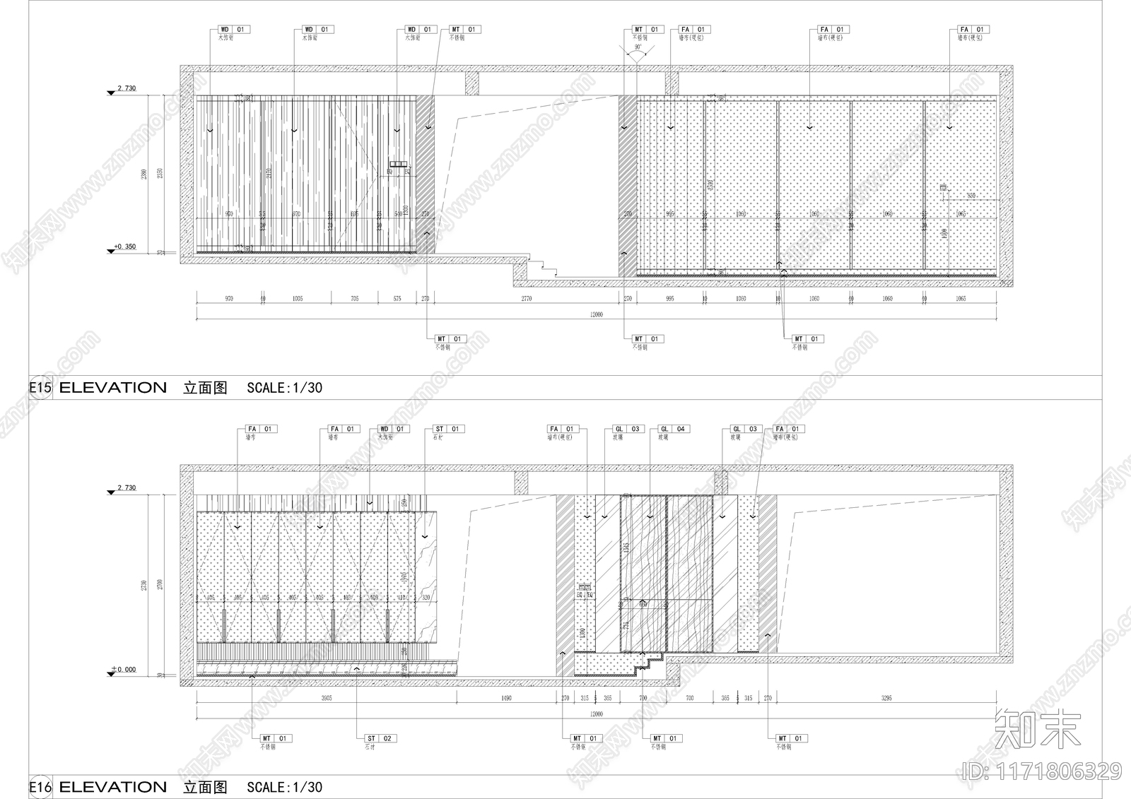 现代客厅cad施工图下载【ID:1171806329】