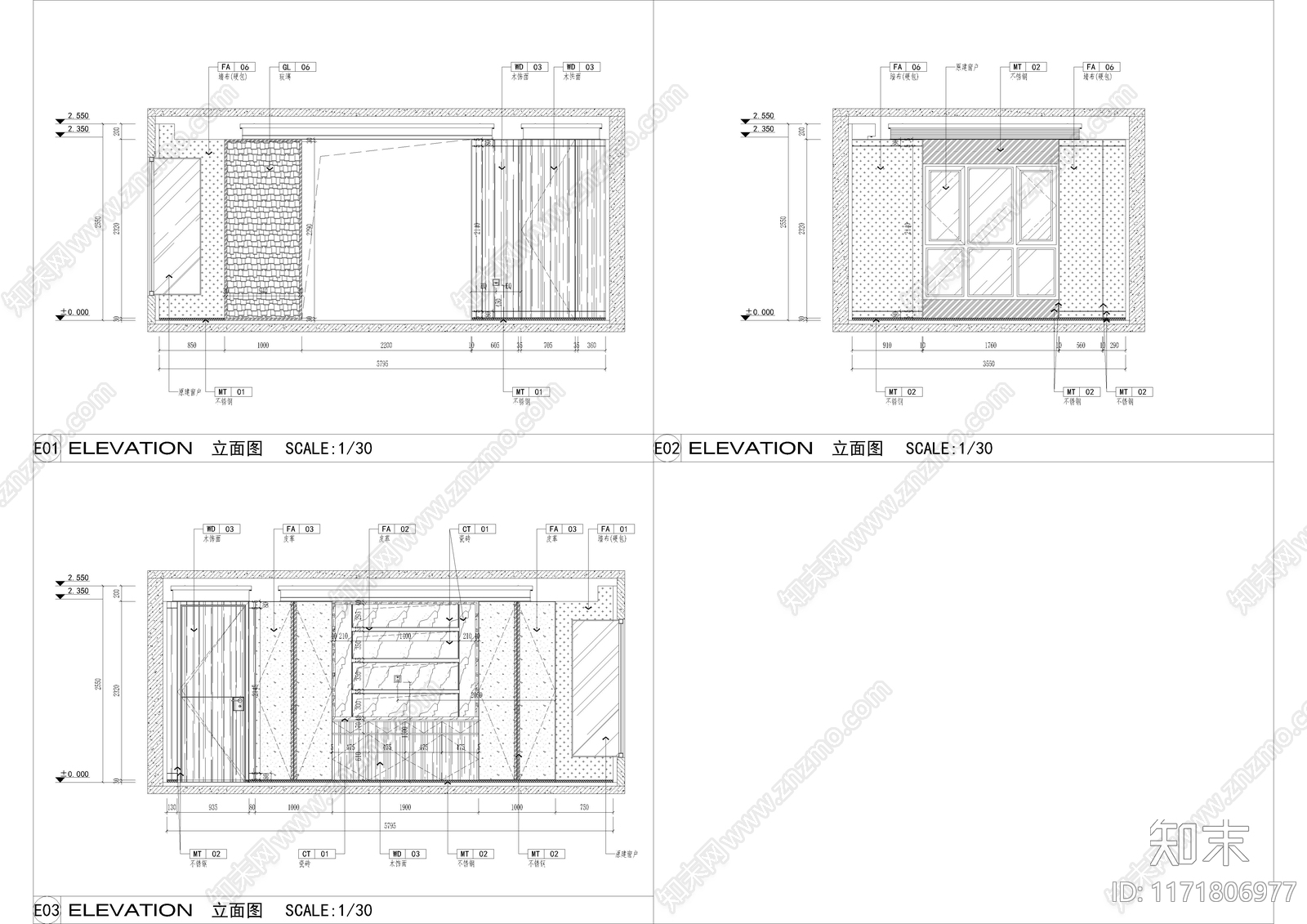 现代卧室cad施工图下载【ID:1171806977】