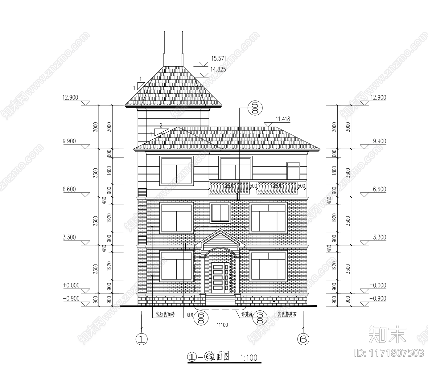 现代别墅建筑cad施工图下载【ID:1171807503】