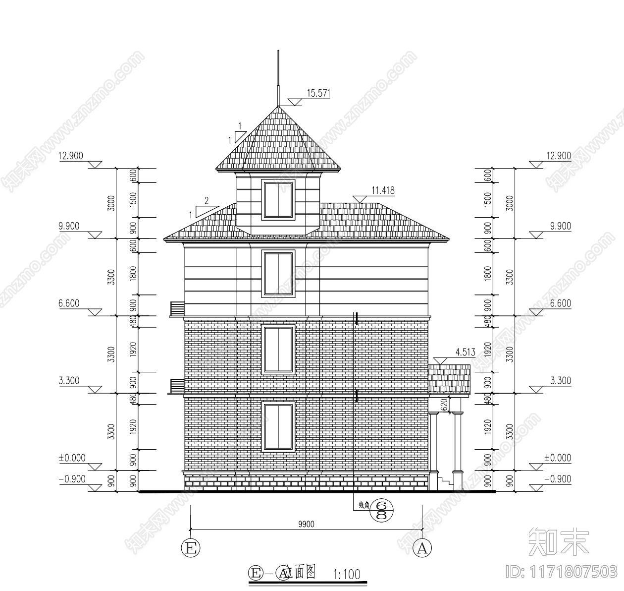 现代别墅建筑cad施工图下载【ID:1171807503】