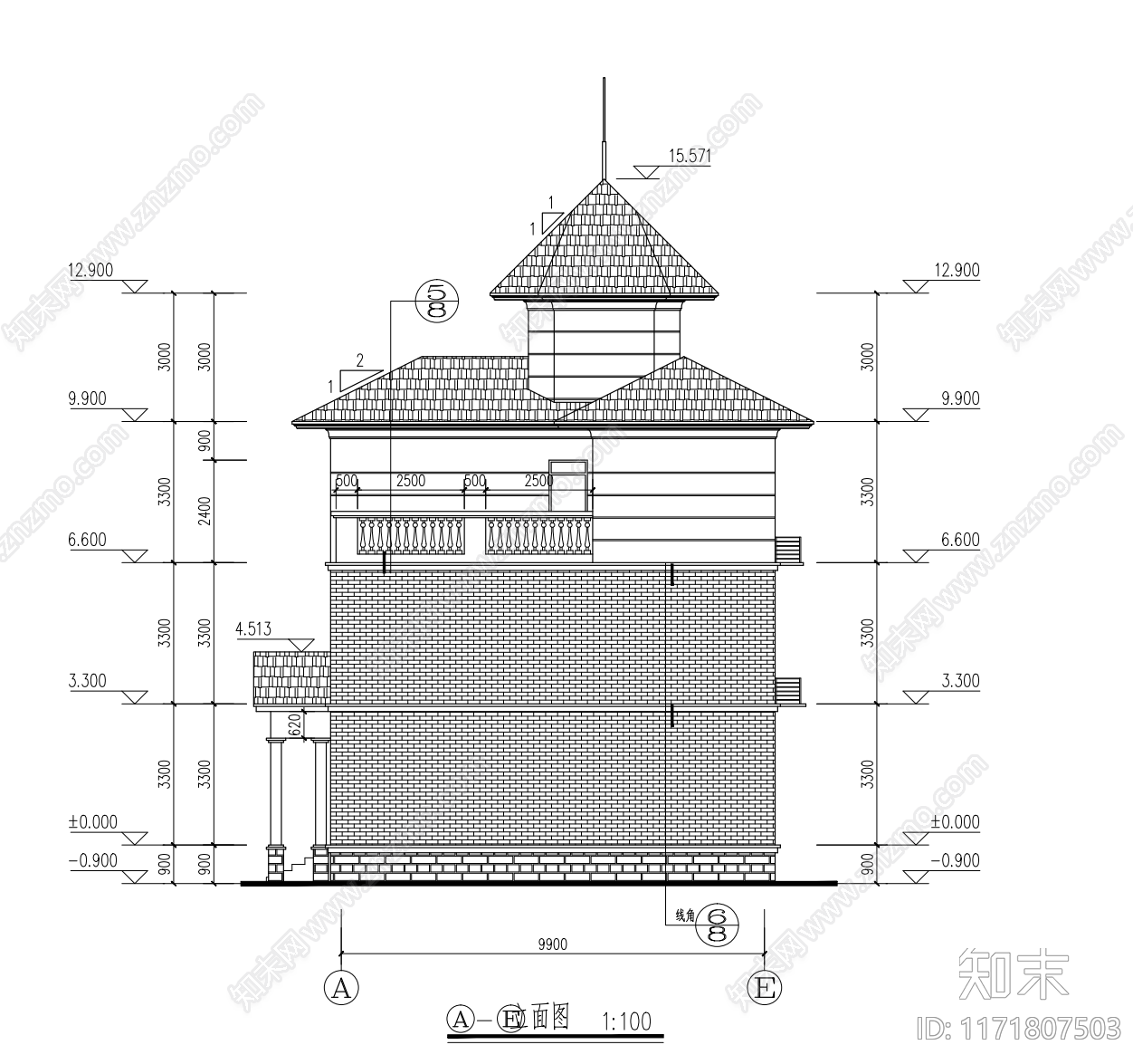 现代别墅建筑cad施工图下载【ID:1171807503】