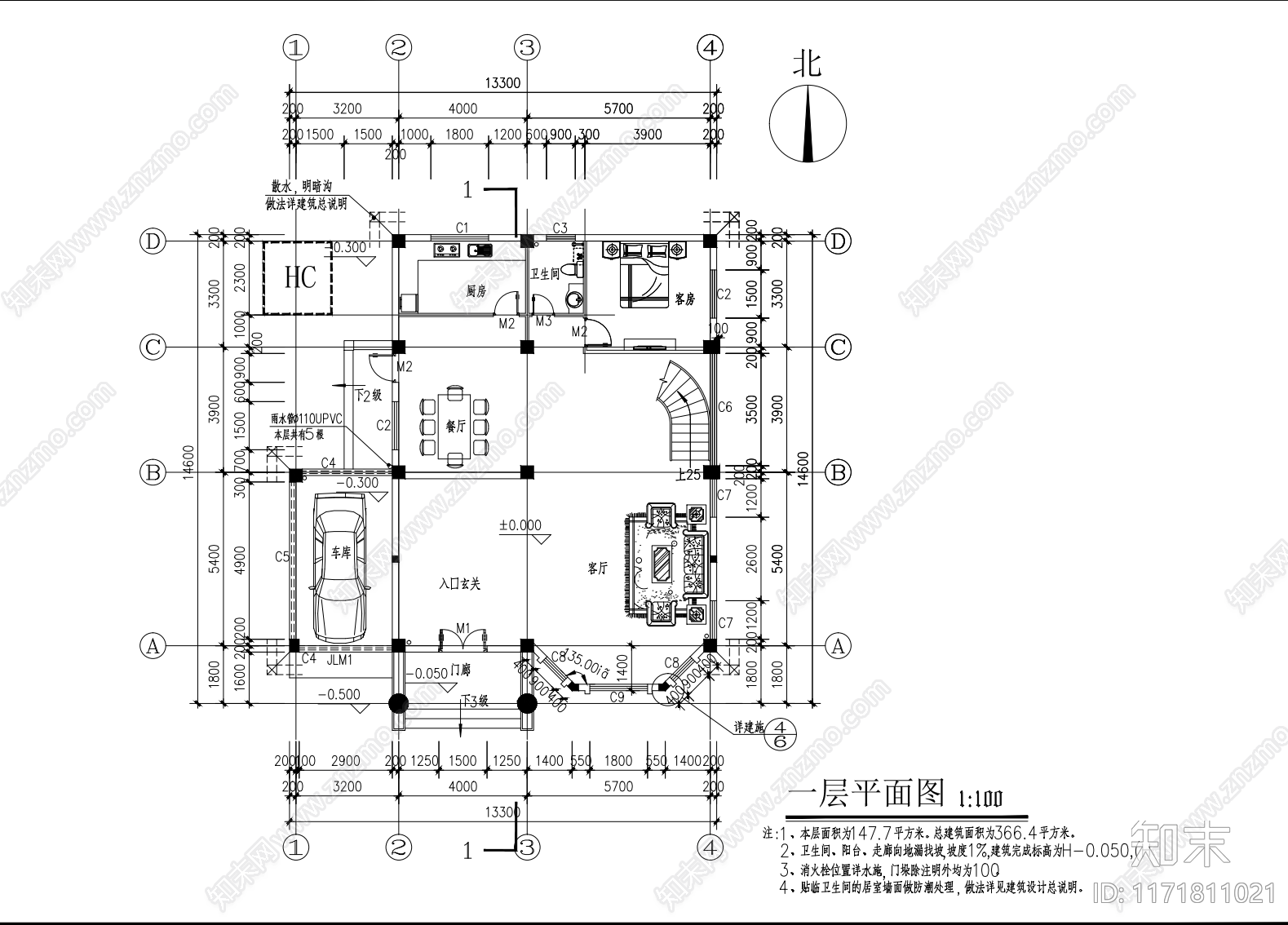 现代别墅建筑cad施工图下载【ID:1171811021】