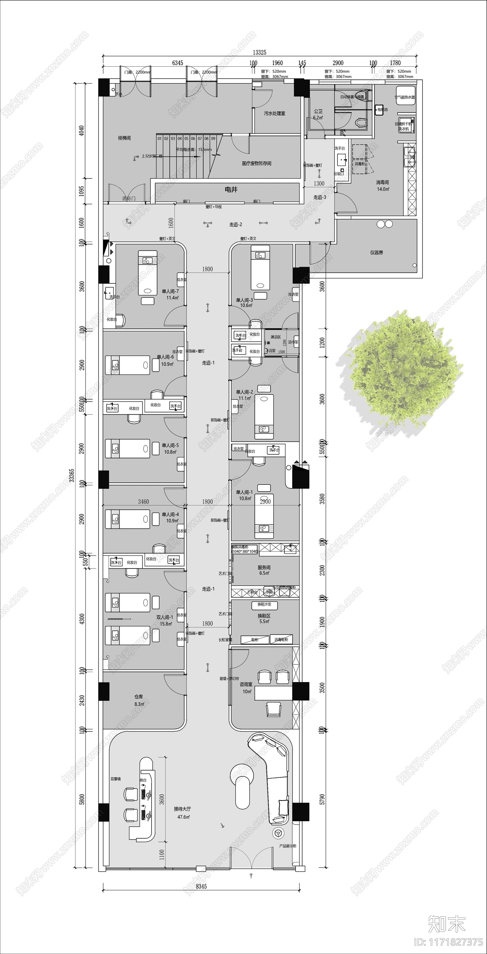 现代美容院cad施工图下载【ID:1171827375】