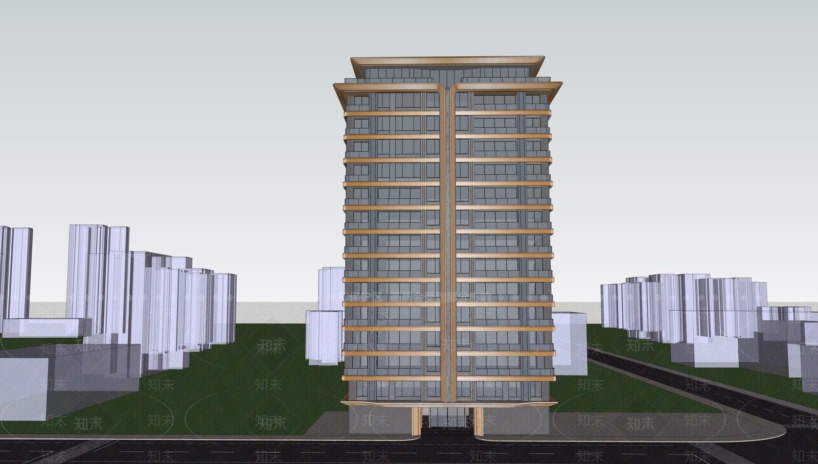 现代多层住宅SU模型下载【ID:1171827407】