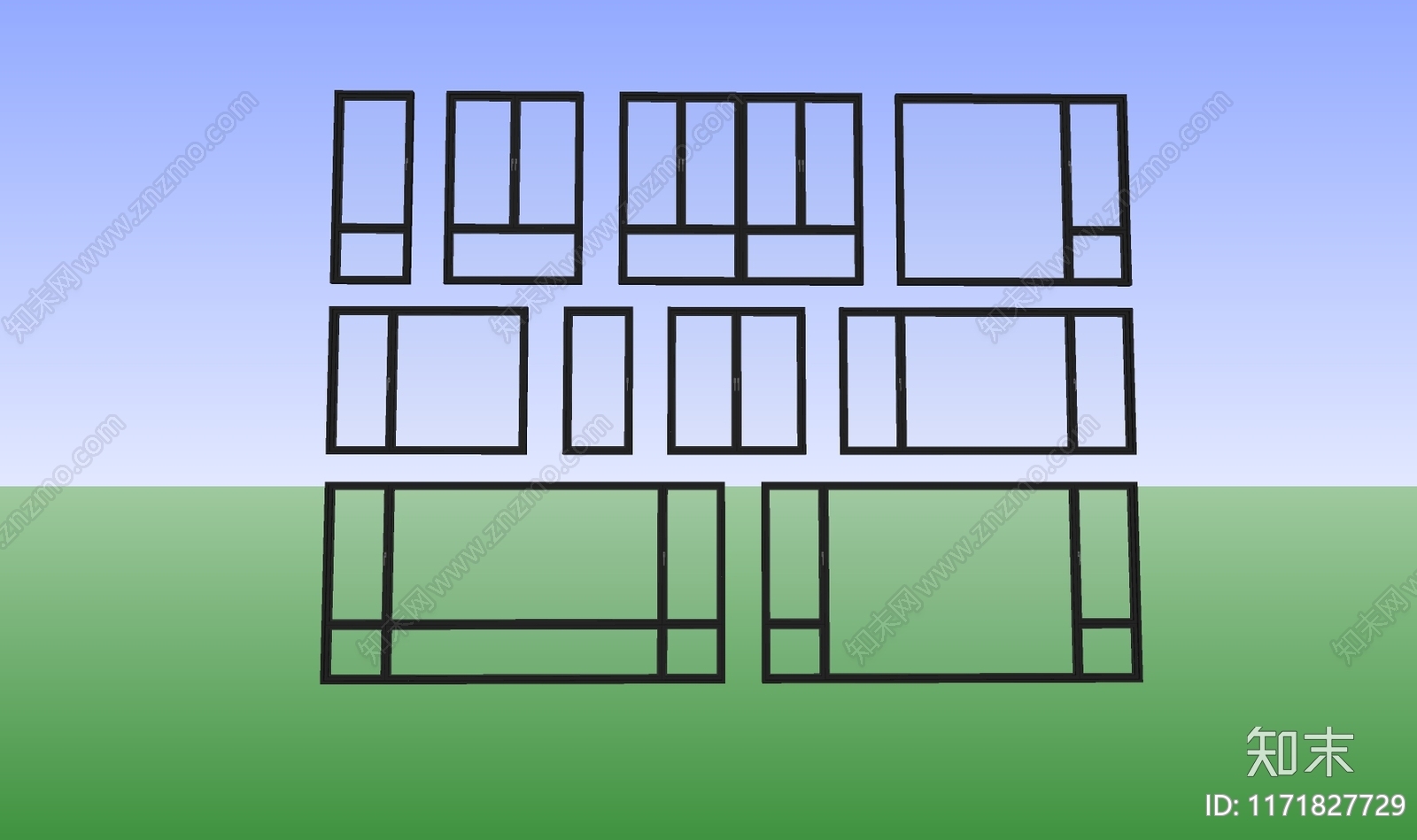 现代平开窗SU模型下载【ID:1171827729】