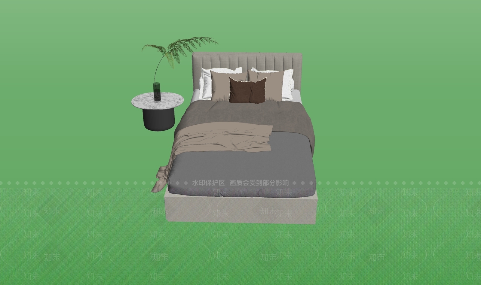 现代单人床SU模型下载【ID:1171827936】