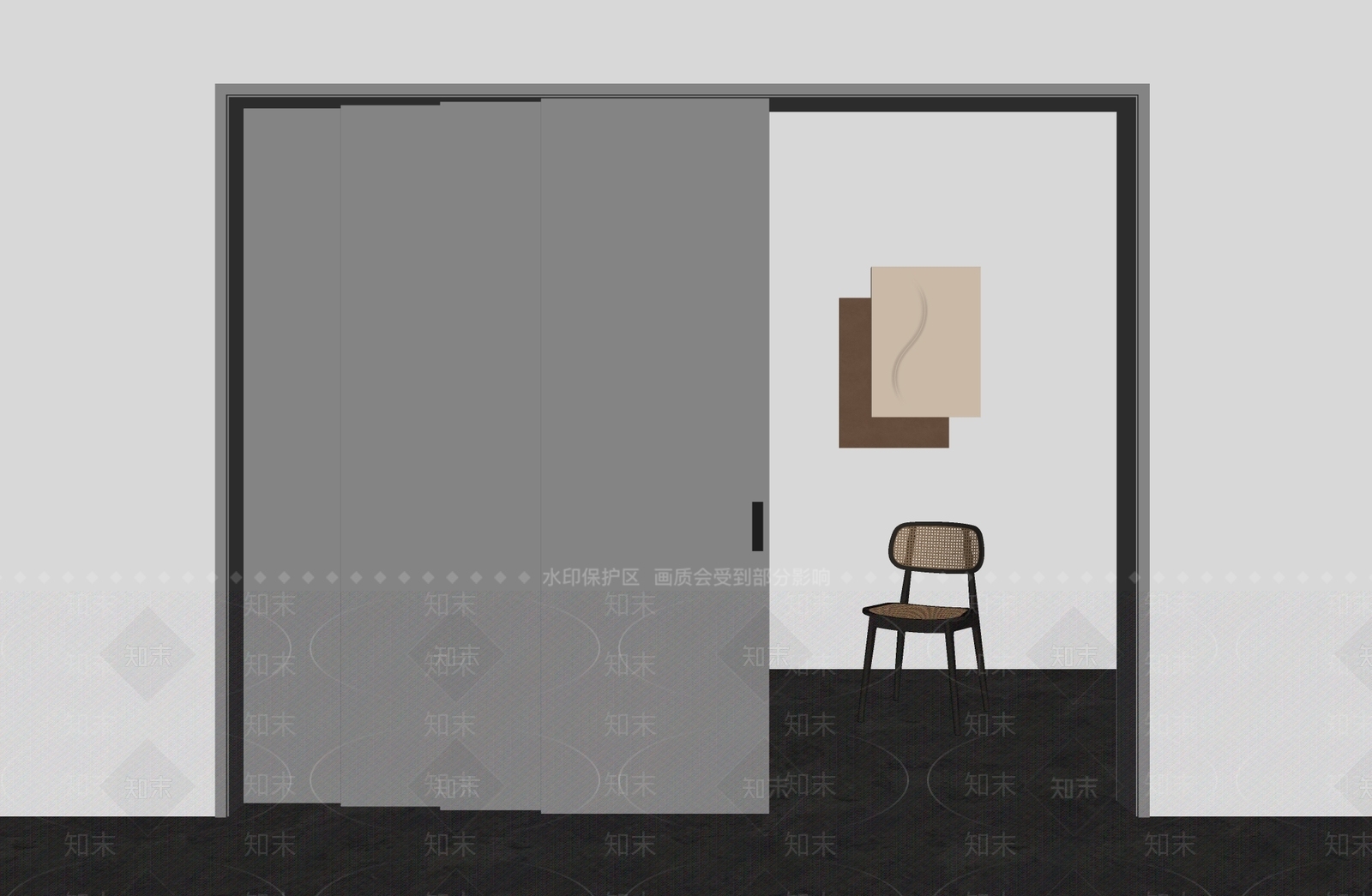 现代推拉门SU模型下载【ID:1171834395】