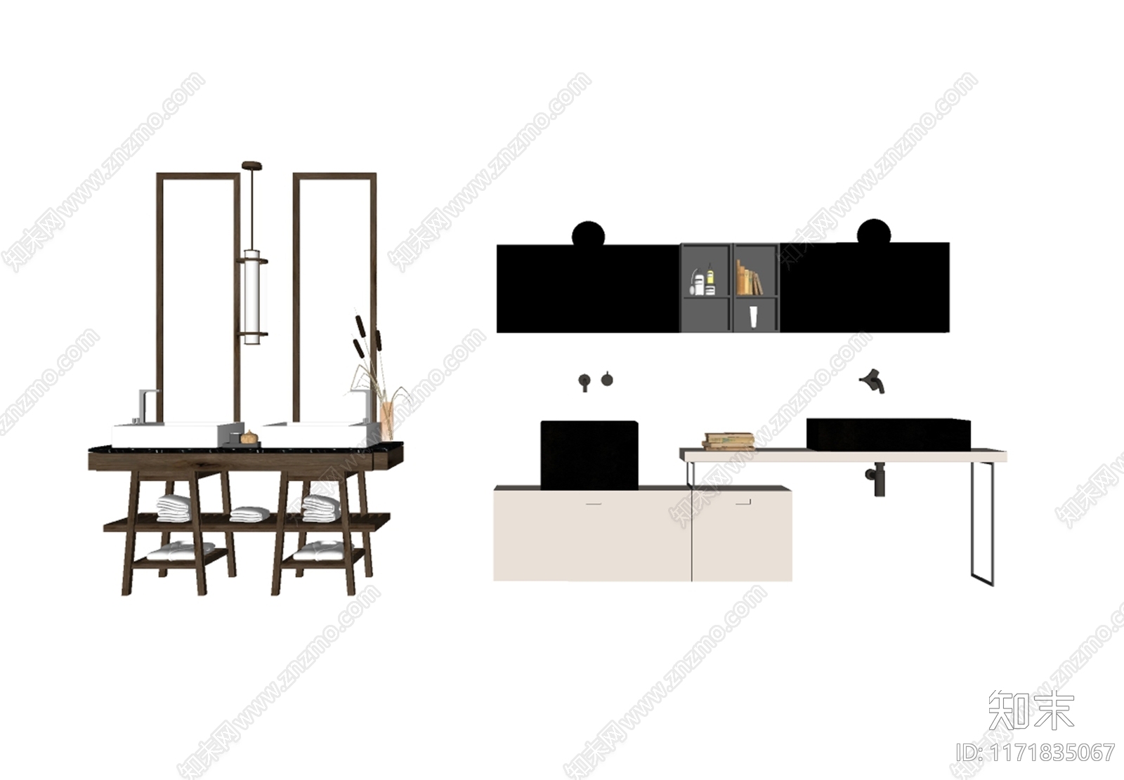 现代浴室柜SU模型下载【ID:1171835067】