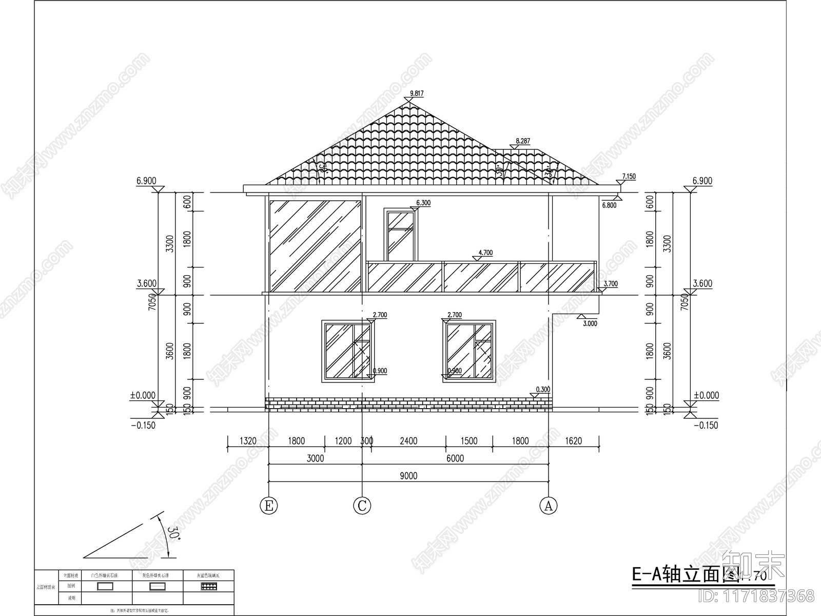 现代简约别墅建筑施工图下载【ID:1171837368】