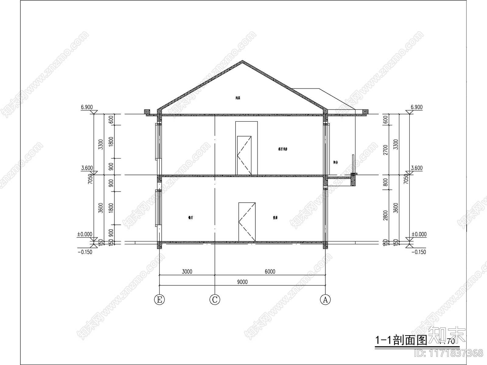 现代简约别墅建筑施工图下载【ID:1171837368】