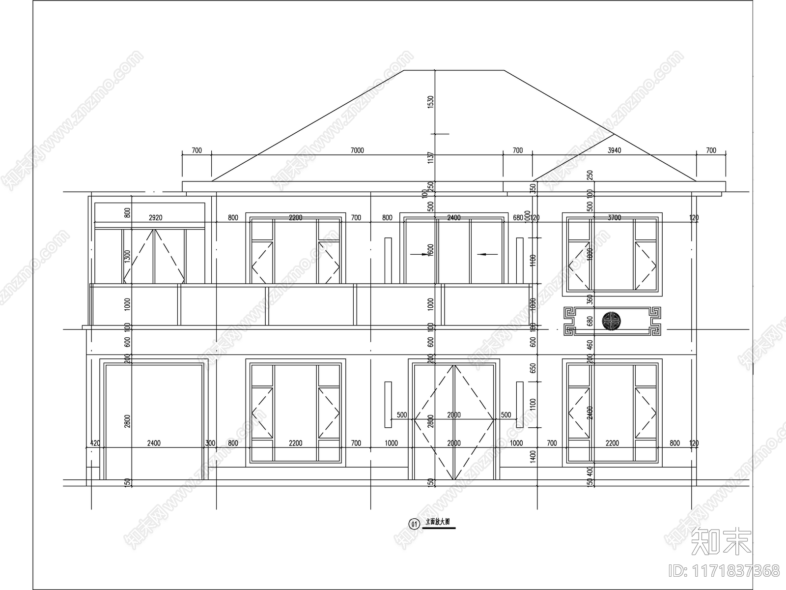 现代简约别墅建筑施工图下载【ID:1171837368】