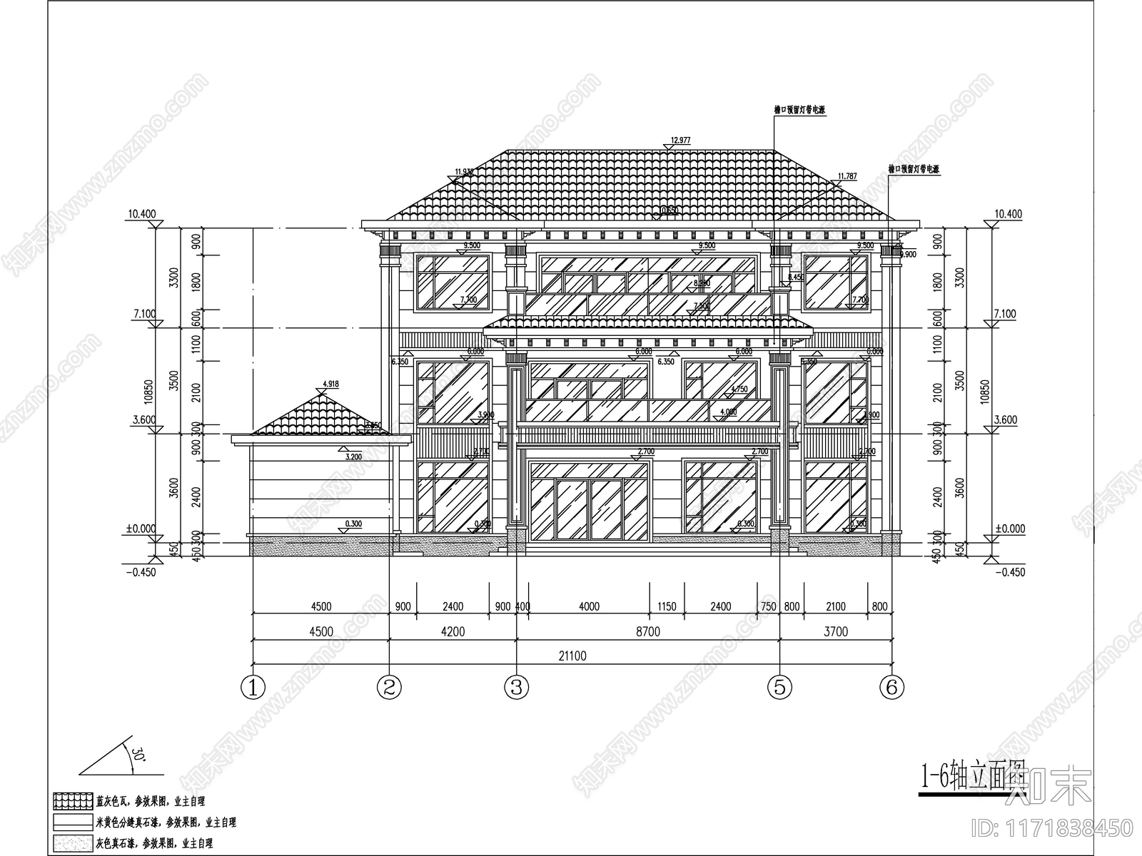 新中式别墅建筑施工图下载【ID:1171838450】