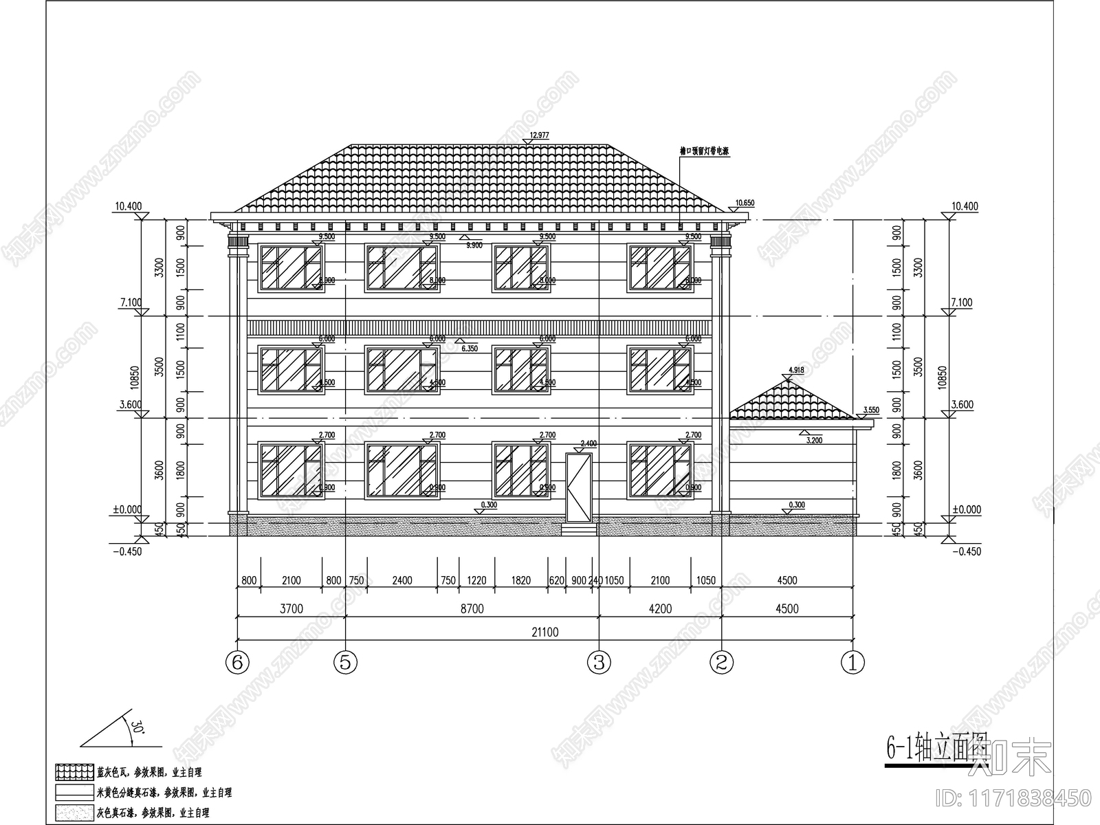 新中式别墅建筑施工图下载【ID:1171838450】