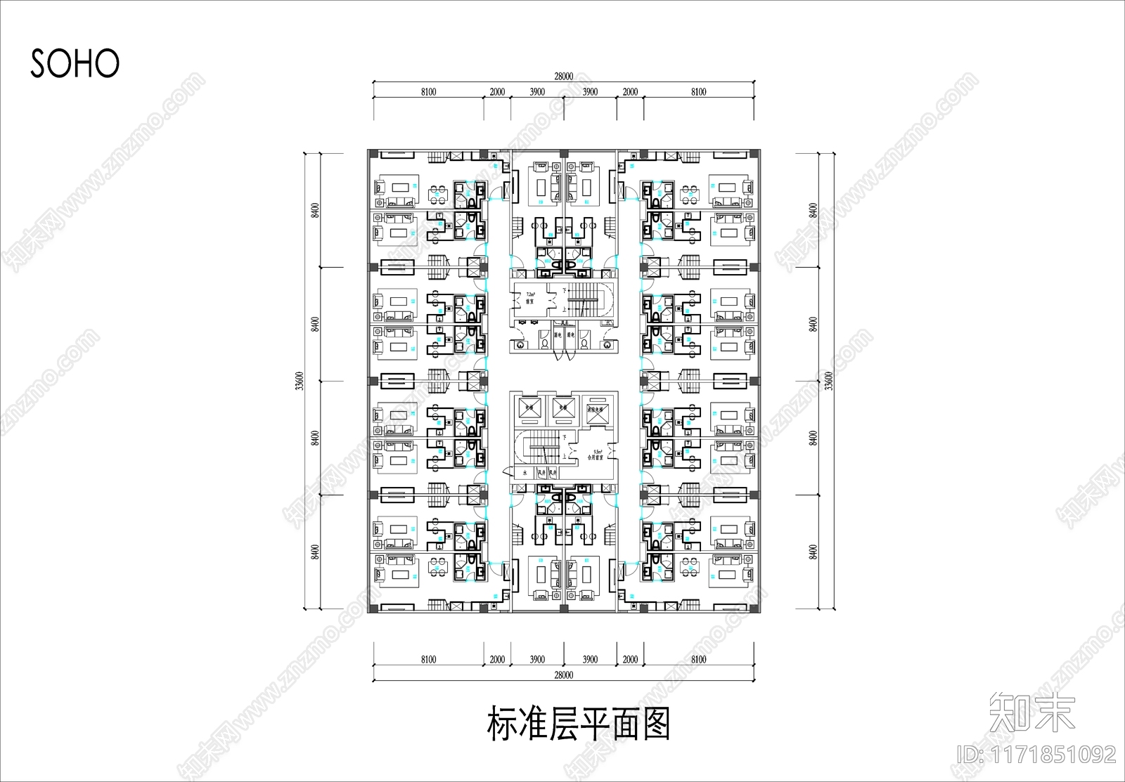 现代办公楼建筑cad施工图下载【ID:1171851092】