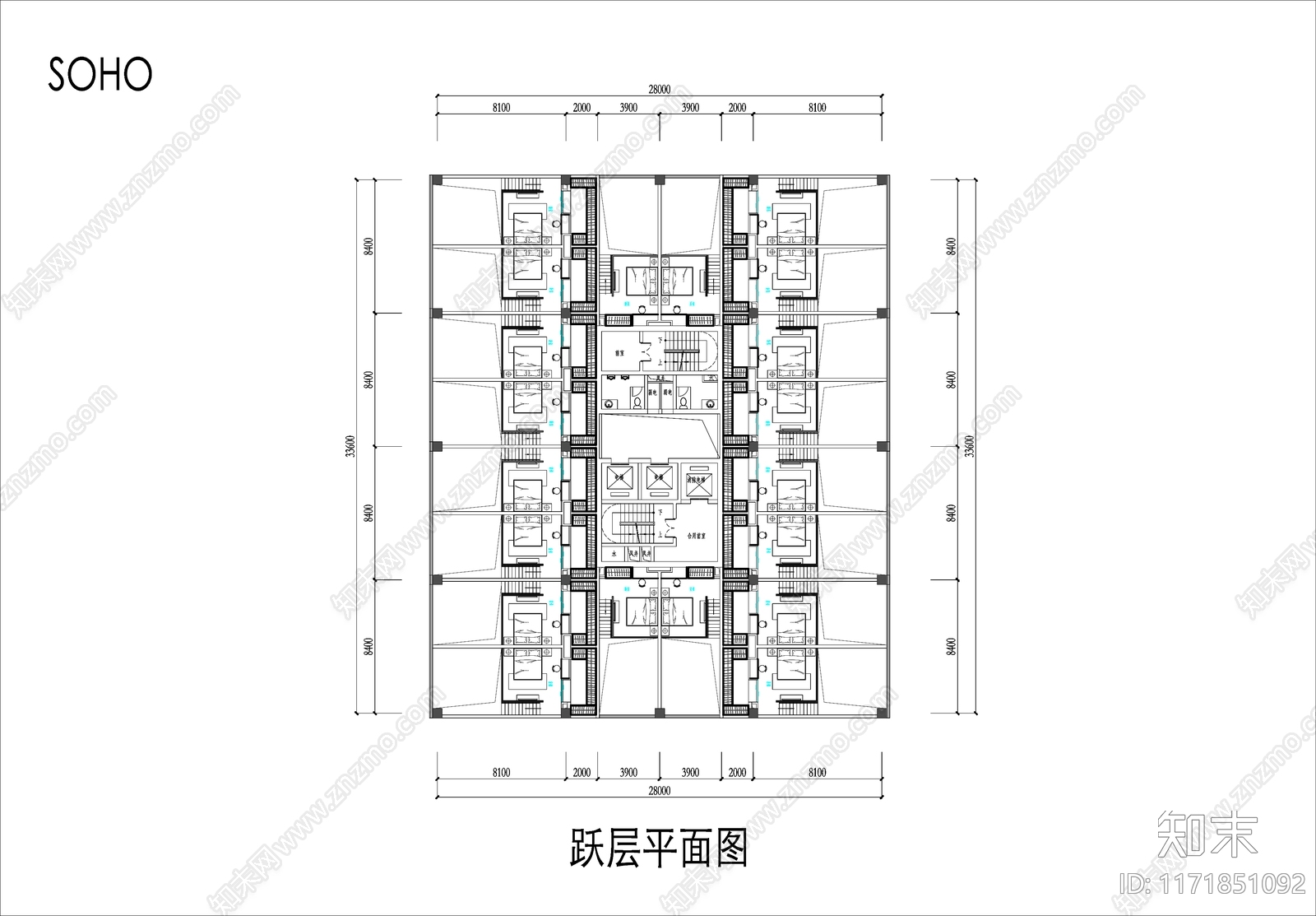 现代办公楼建筑cad施工图下载【ID:1171851092】