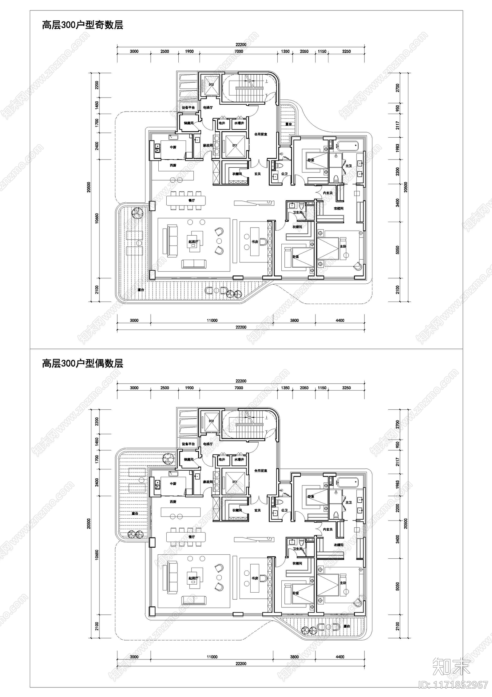 平层cad施工图下载【ID:1171852967】