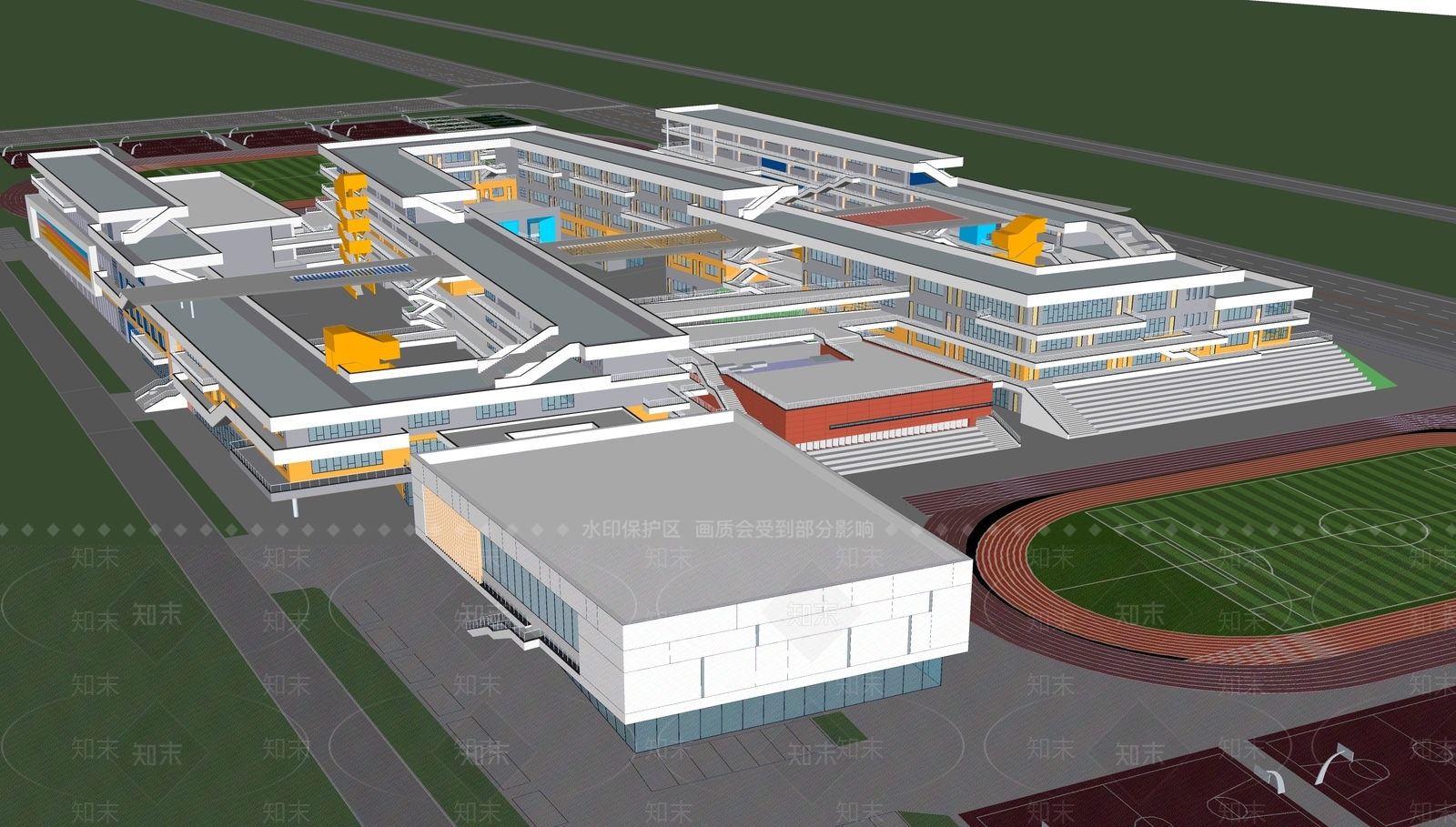 现代学校建筑SU模型下载【ID:1171852590】