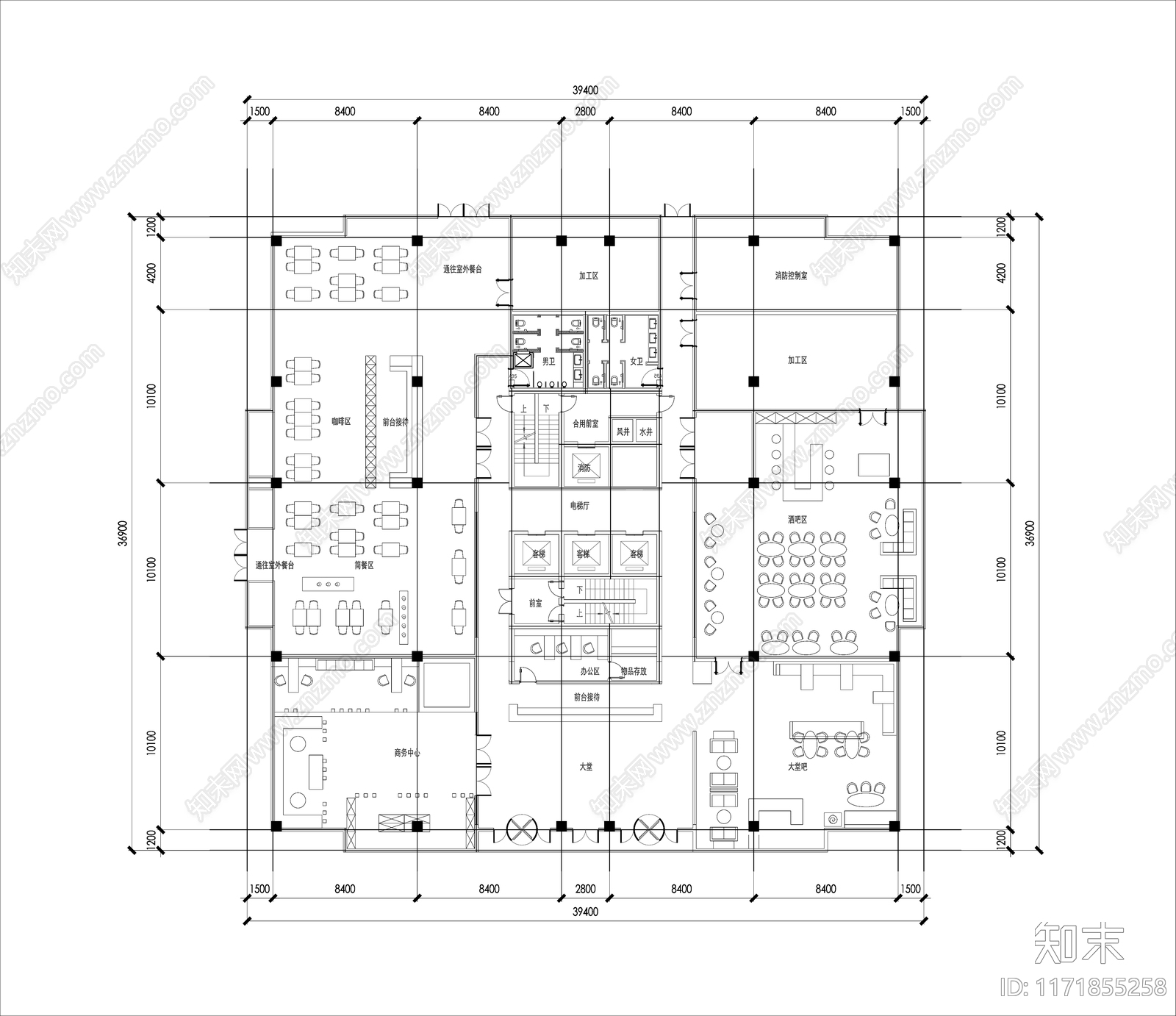 现代办公楼建筑cad施工图下载【ID:1171855258】