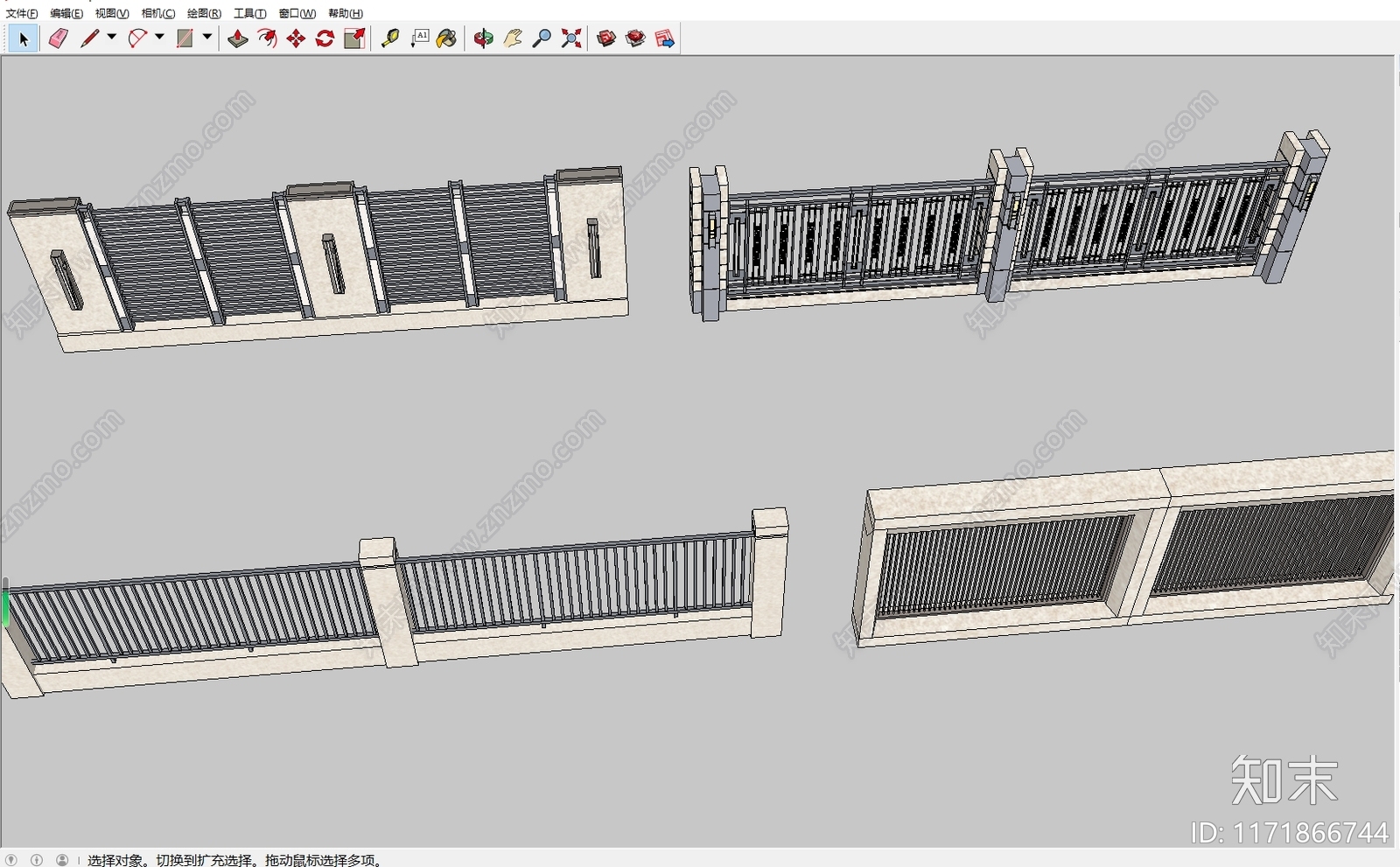 现代围栏护栏SU模型下载【ID:1171866744】