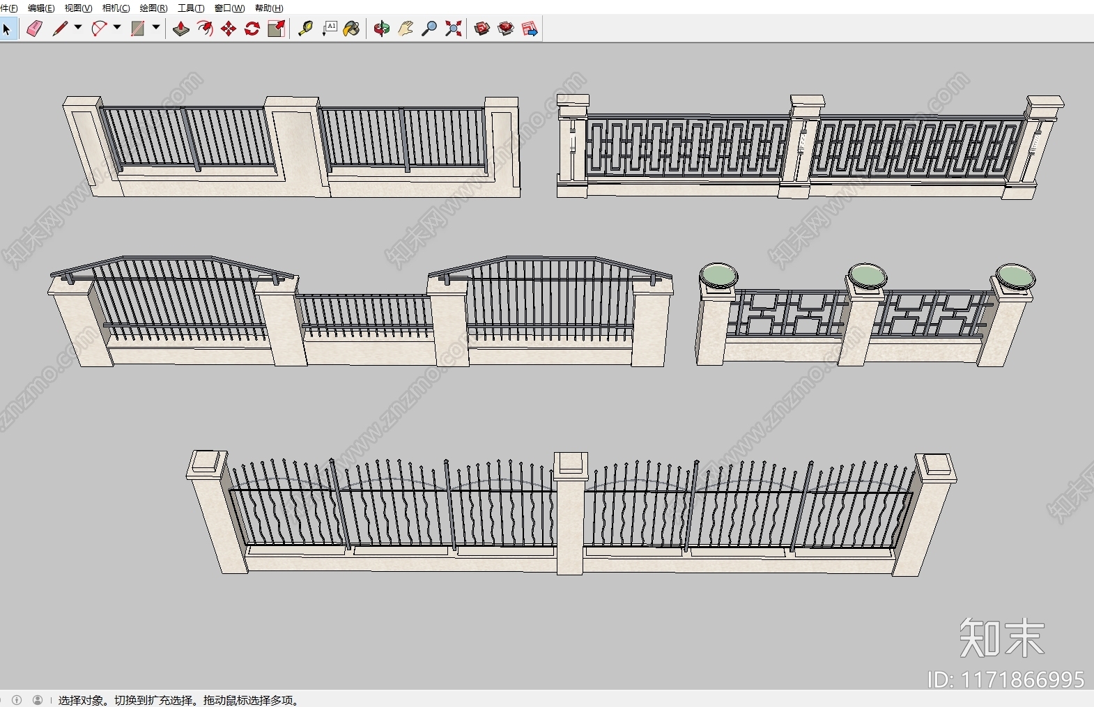 现代围栏护栏SU模型下载【ID:1171866995】
