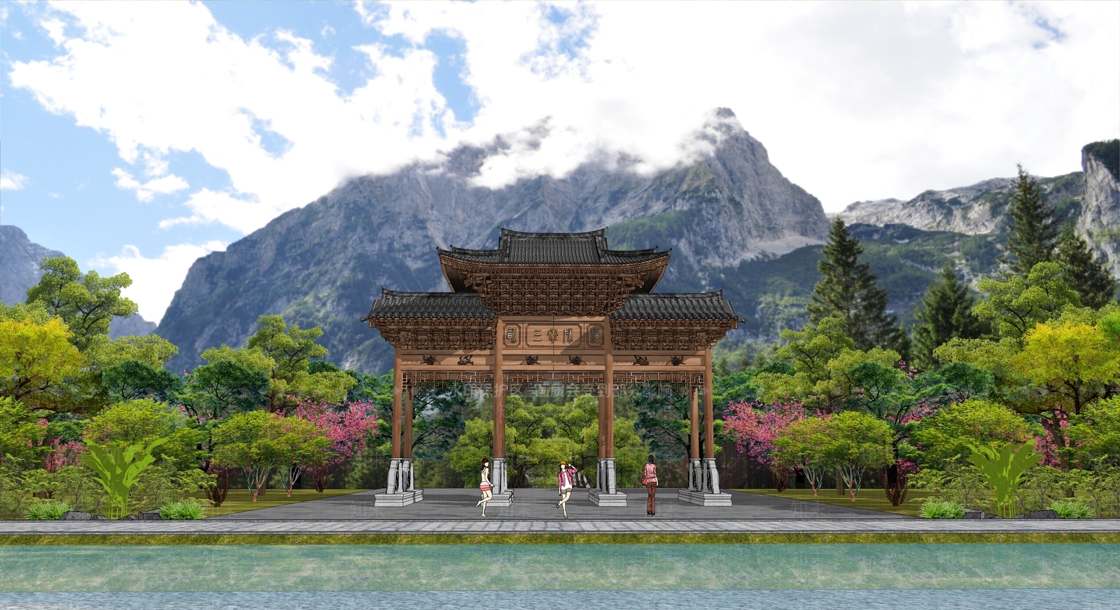 现代新中式牌坊牌楼SU模型下载【ID:1171869520】