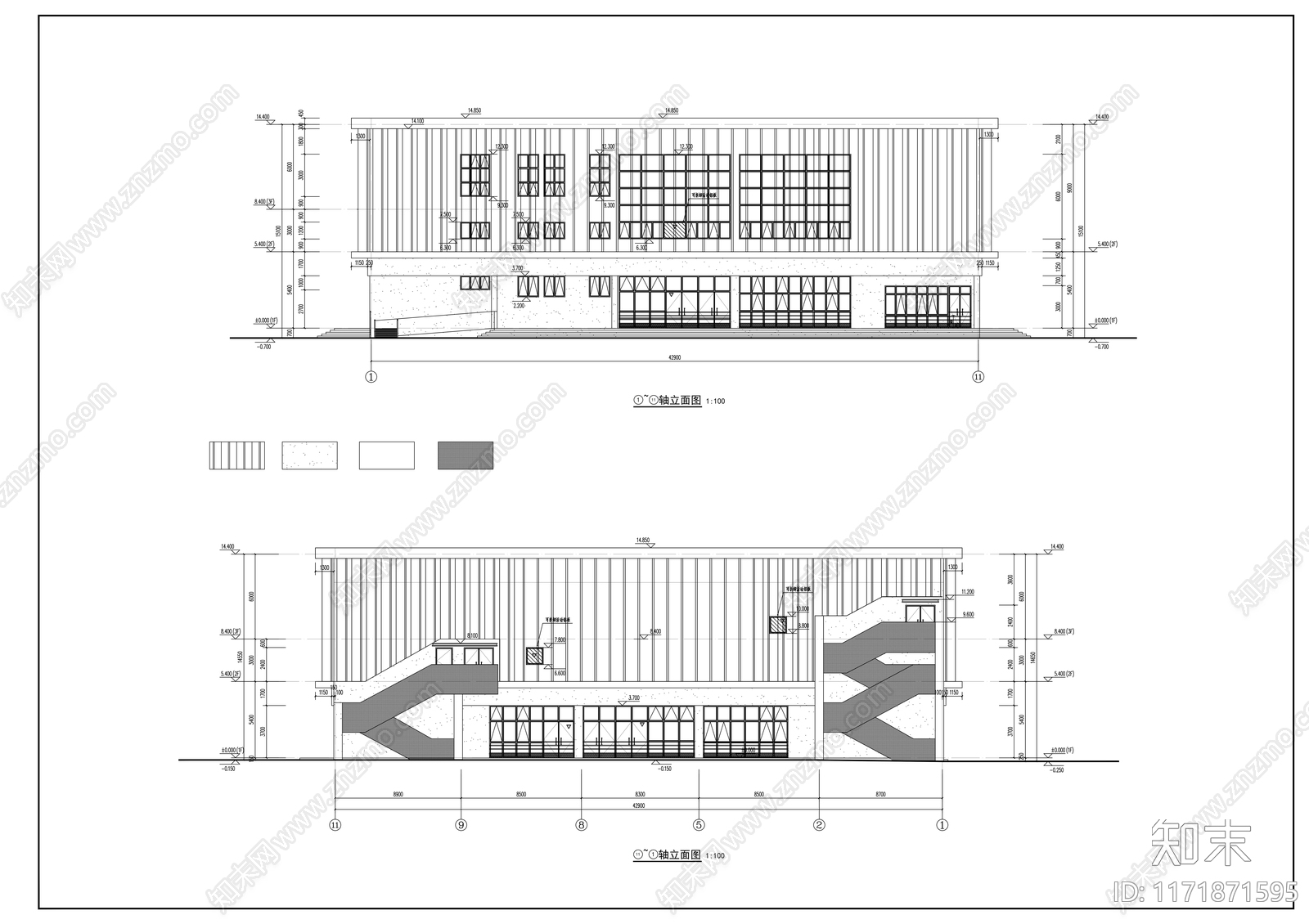 现代图书馆建筑施工图下载【ID:1171871595】