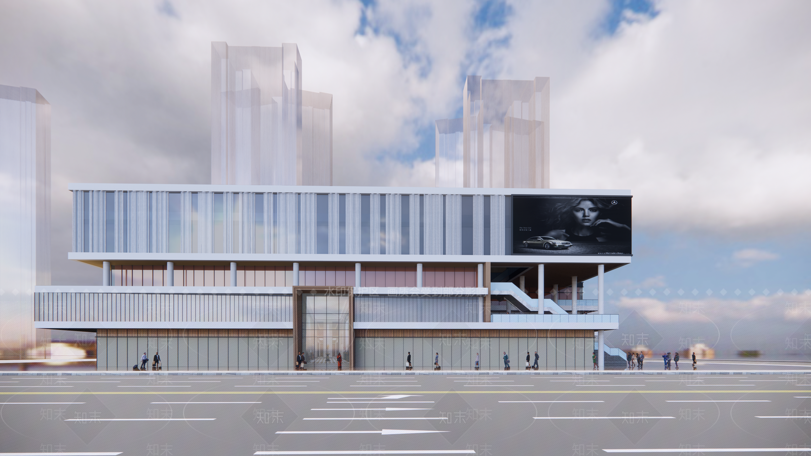 现代商场建筑SU模型下载【ID:1171875423】