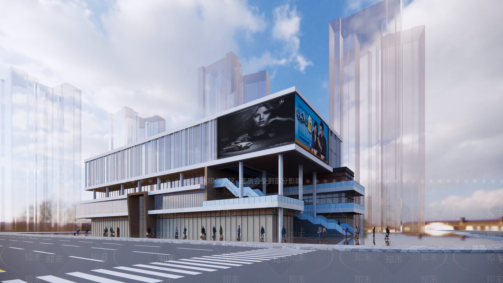 现代商场建筑SU模型下载【ID:1171875423】