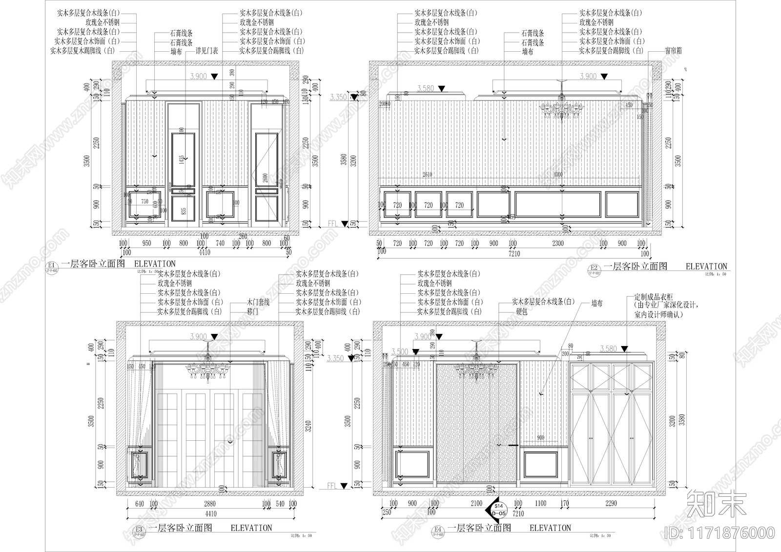欧式卧室施工图下载【ID:1171876000】