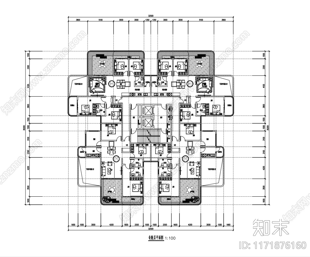 现代住宅楼建筑cad施工图下载【ID:1171876160】