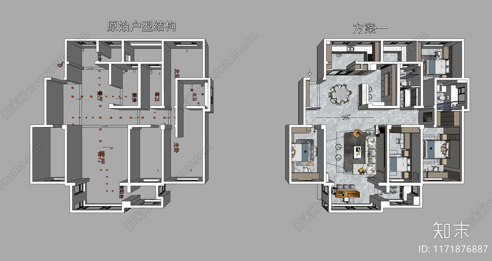 现代家装鸟瞰SU模型下载【ID:1171876887】