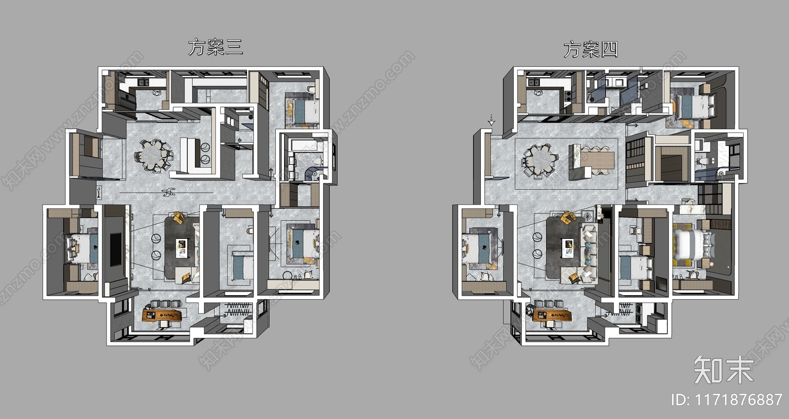 现代家装鸟瞰SU模型下载【ID:1171876887】