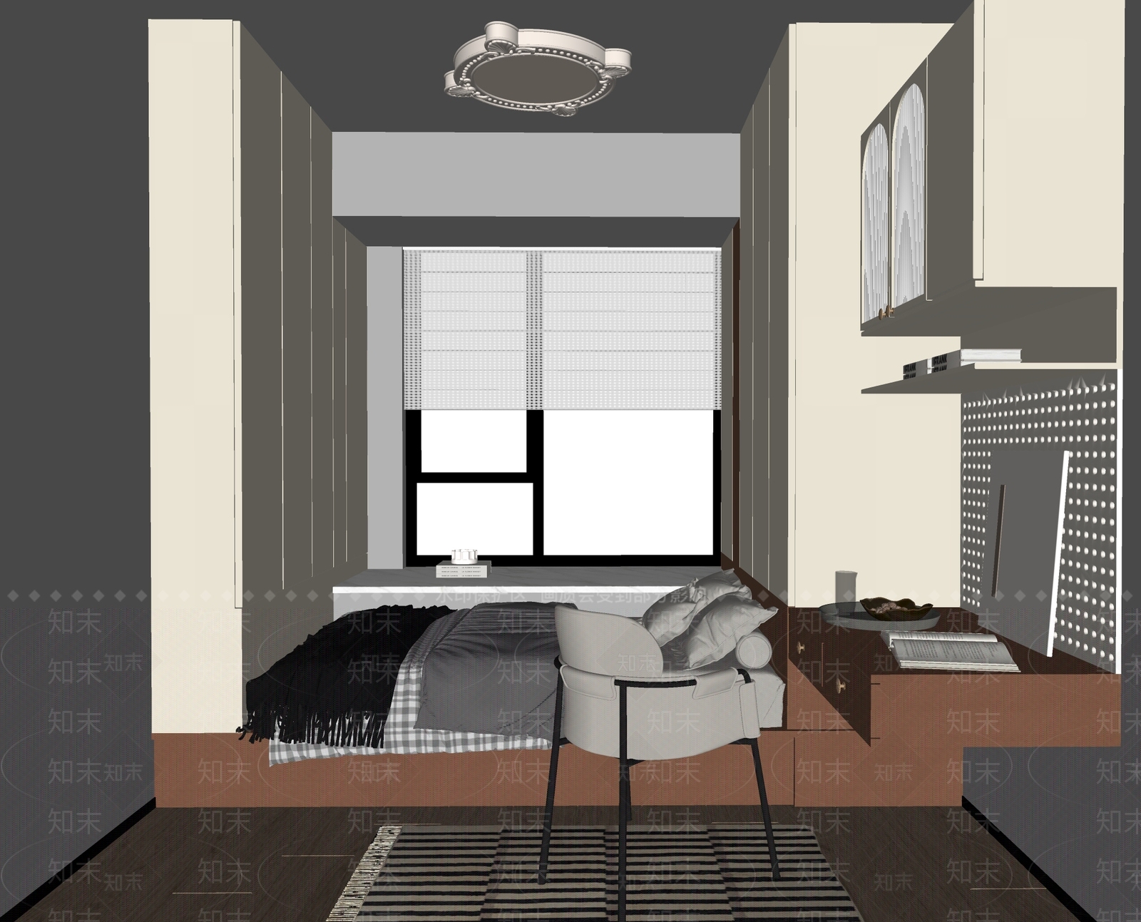 现代榻榻米卧室SU模型下载【ID:1171886683】