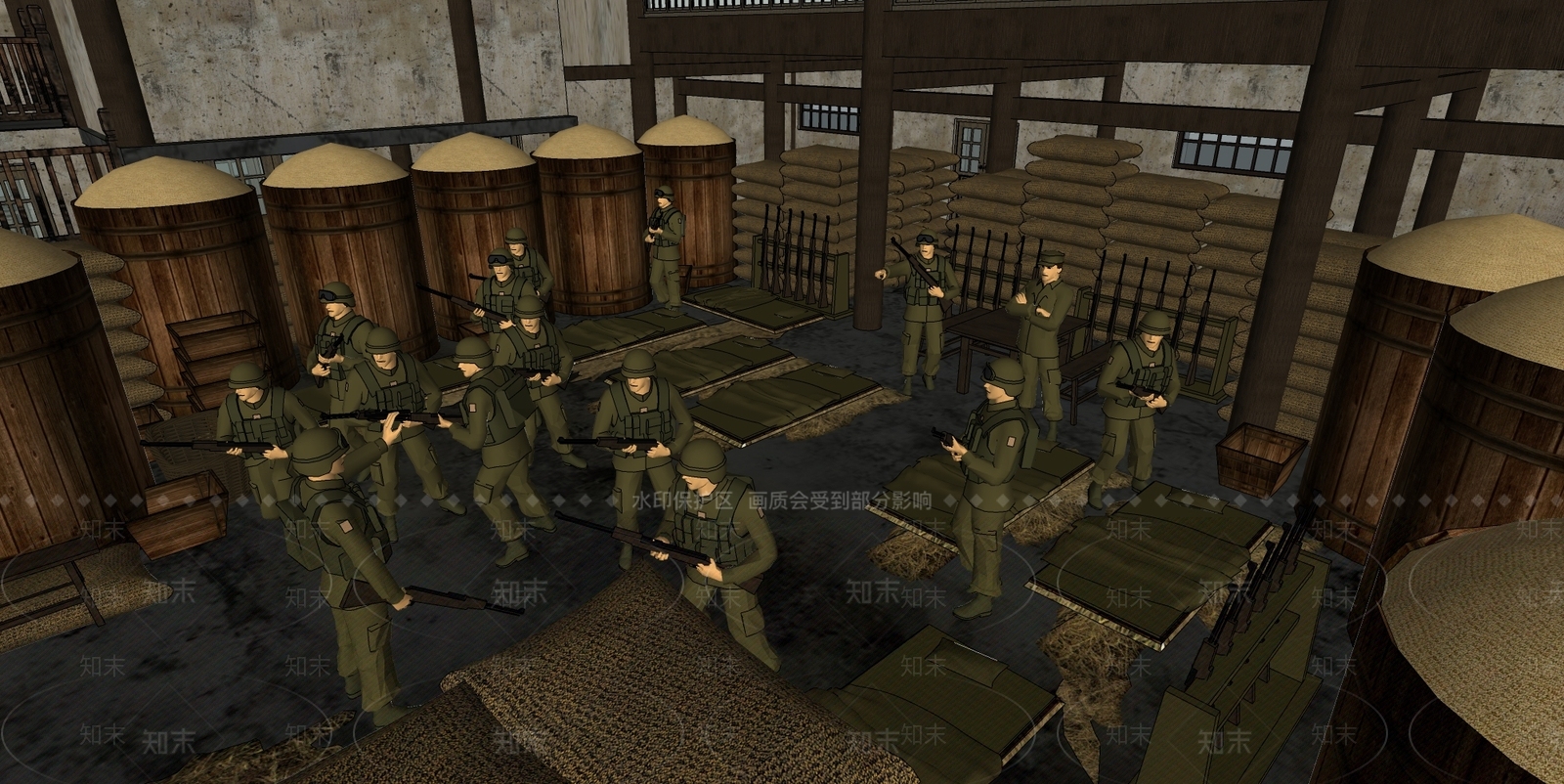 新中式中式其他公共空间SU模型下载【ID:1171887743】