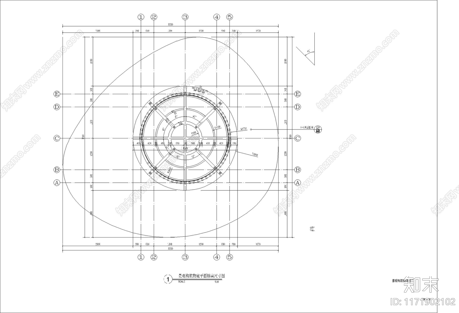 现代亭子cad施工图下载【ID:1171902102】