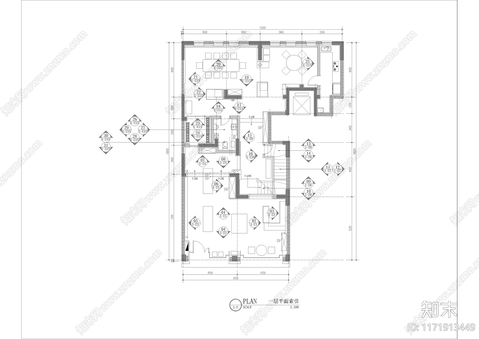 新中式其他商业空间cad施工图下载【ID:1171913449】