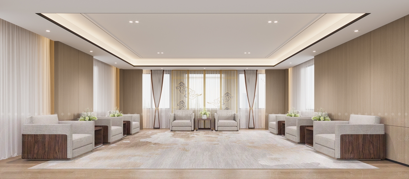 新中式现代接待室3D模型下载【ID:1171916410】