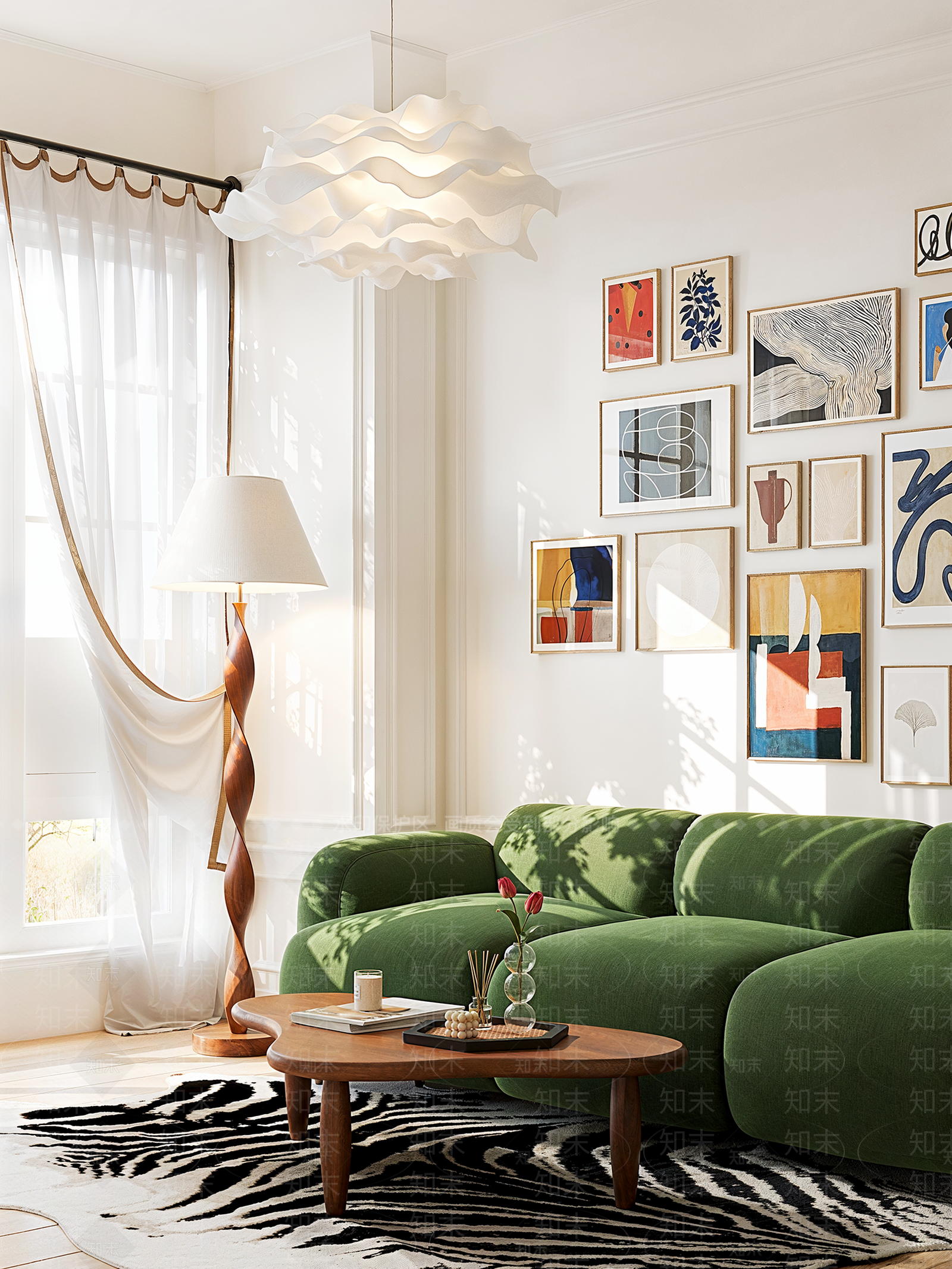 现代美式家居客厅3D模型下载【ID:1171923501】