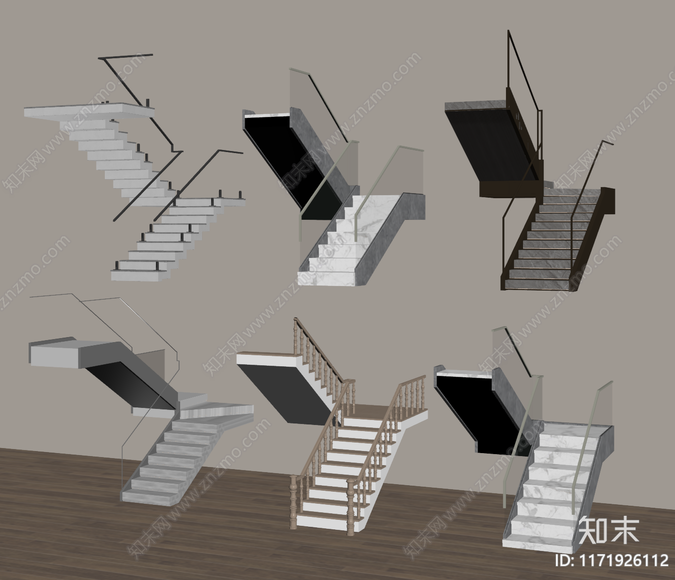 现代楼梯SU模型下载【ID:1171926112】