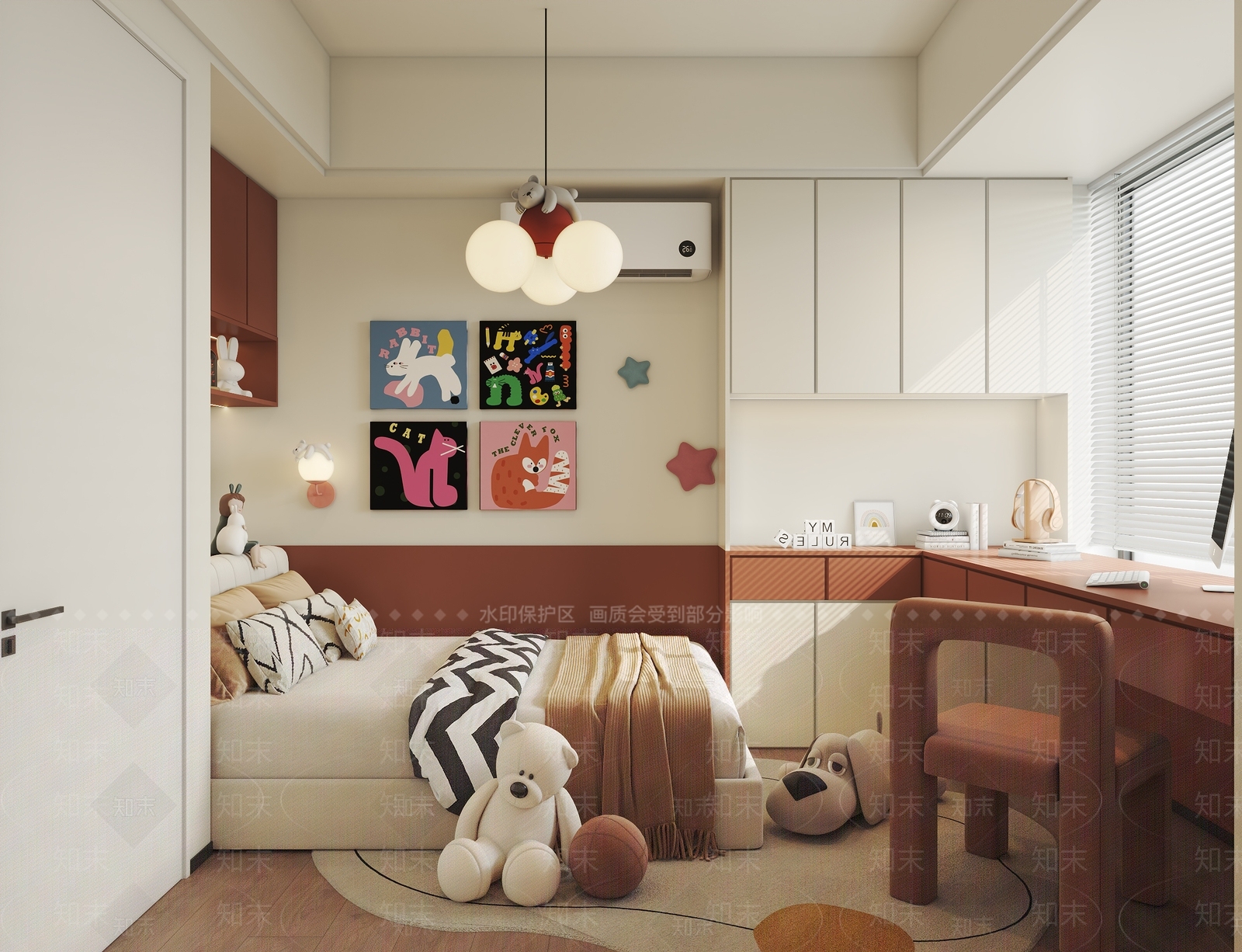极简通用儿童房3D模型下载【ID:1214756161】