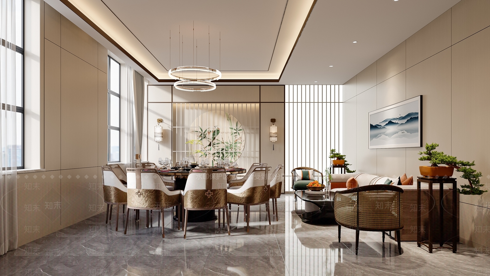 新中式包厢3D模型下载【ID:1171952621】