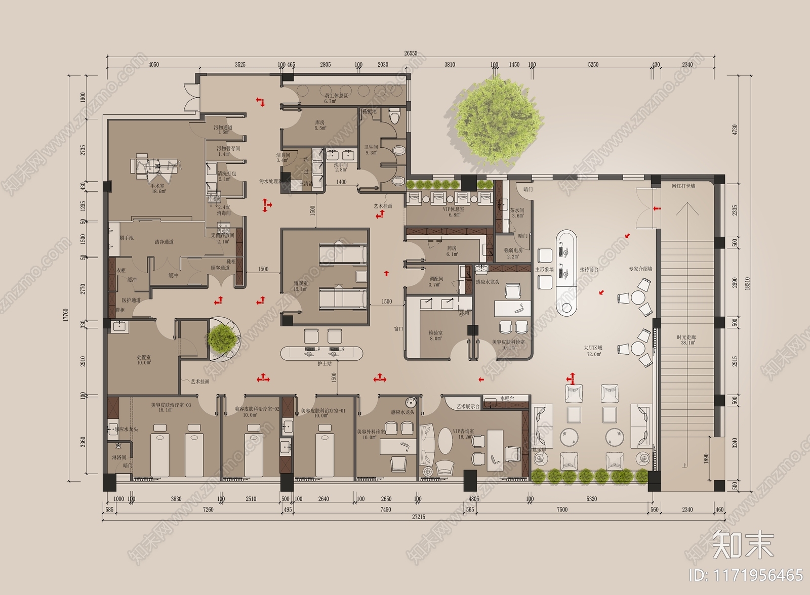 现代美容院cad施工图下载【ID:1171956465】