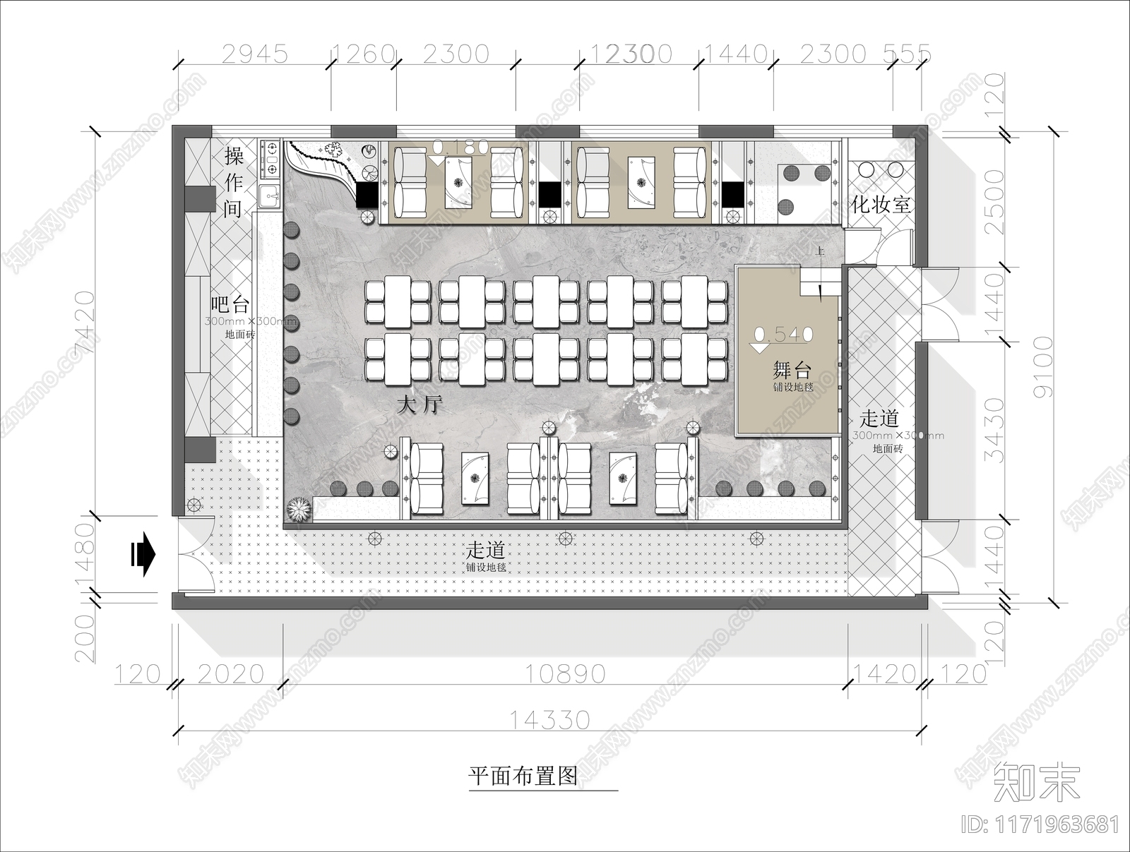 现代工装平面图施工图下载【ID:1171963681】